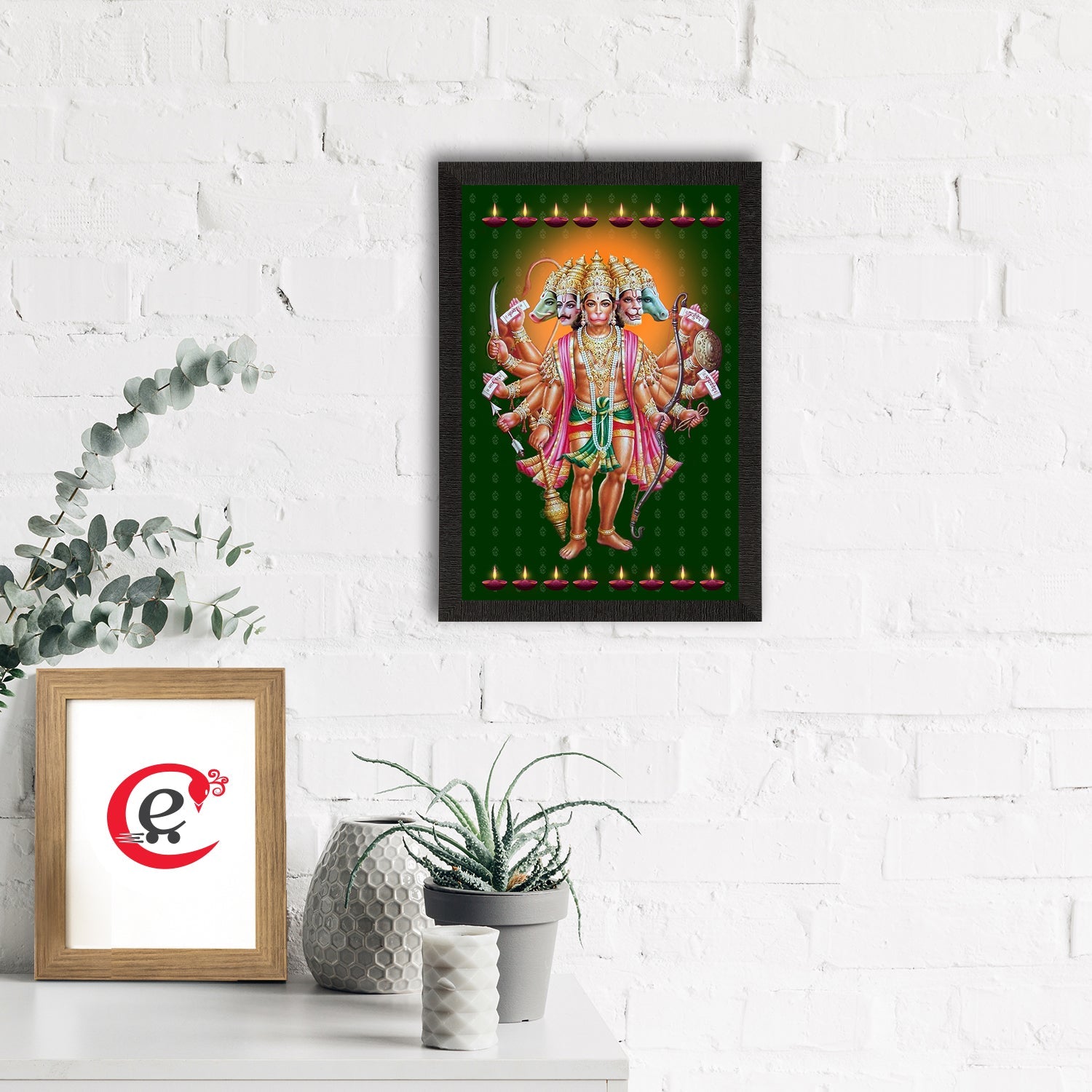Panch Mukhi Lord Hanuman Satin Matt Texture UV Art Painting Kafalo