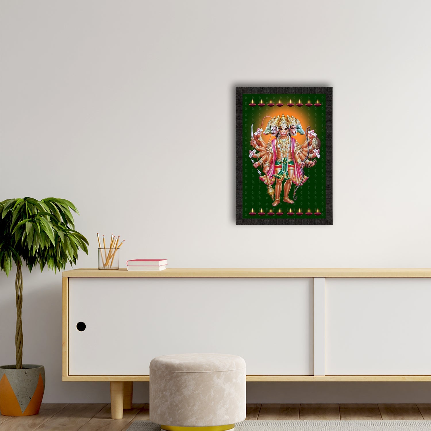 Panch Mukhi Lord Hanuman Satin Matt Texture UV Art Painting Kafalo