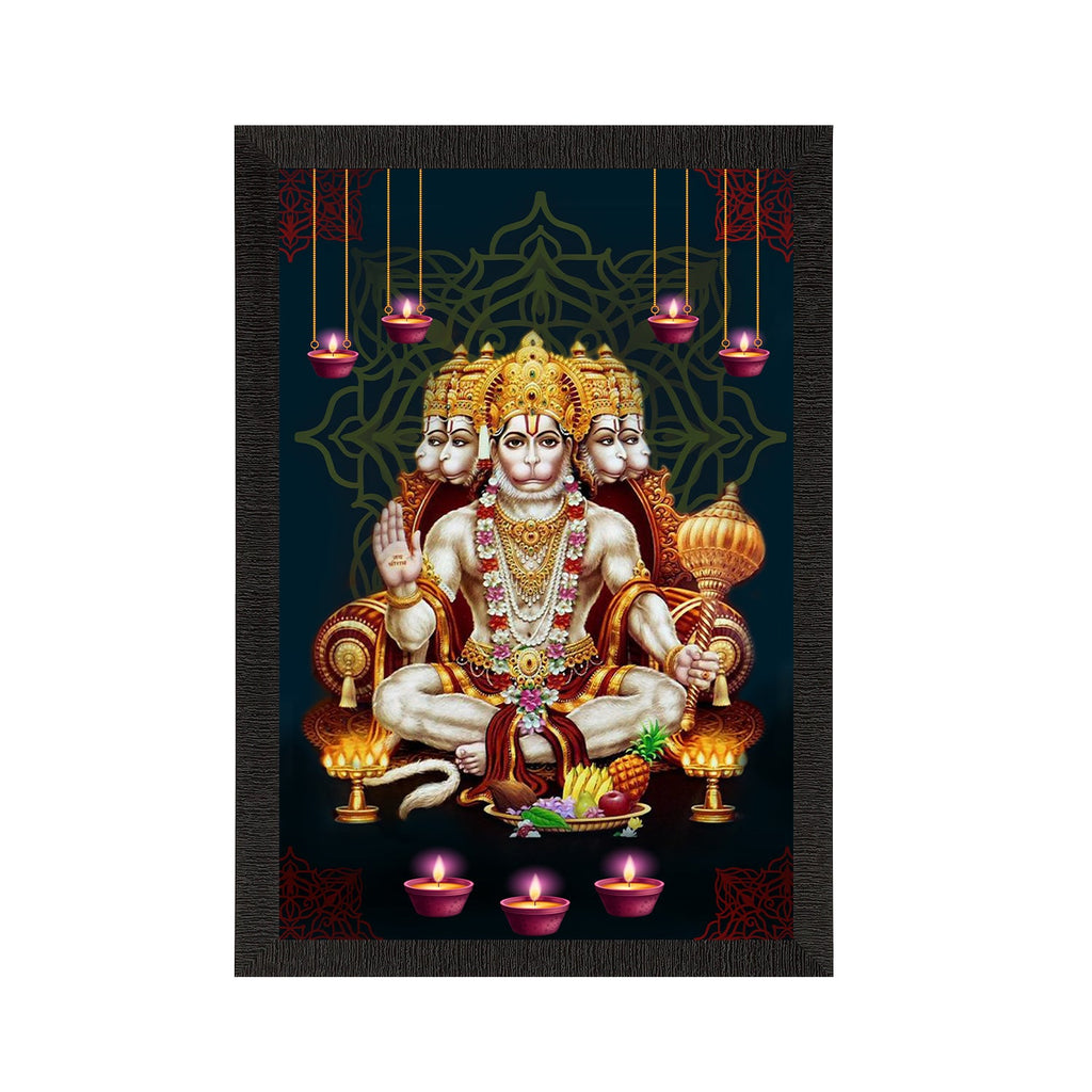 Panch Mukhi Lord Hanuman Satin Matt Texture UV Art Painting Kafalo