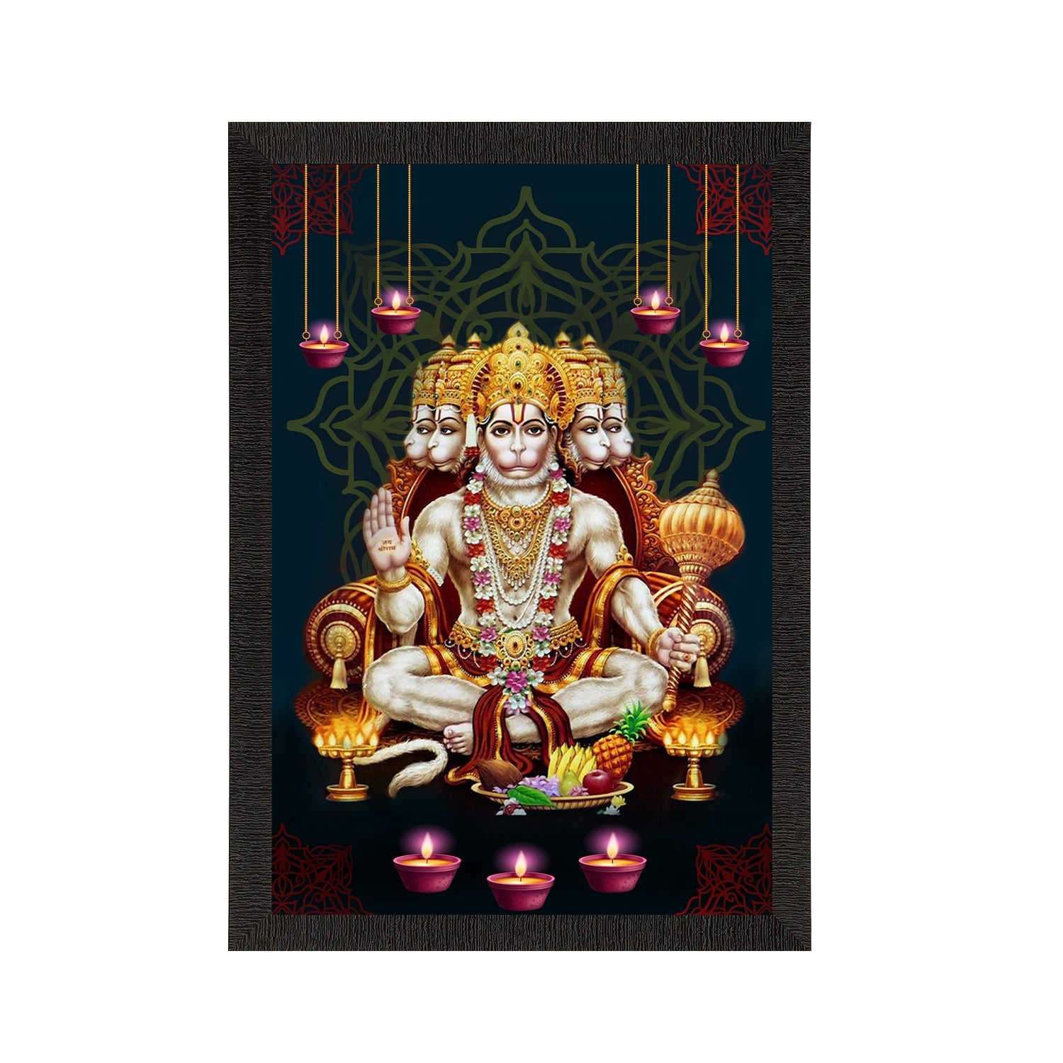 Panch Mukhi Lord Hanuman Satin Matt Texture UV Art Painting Kafalo