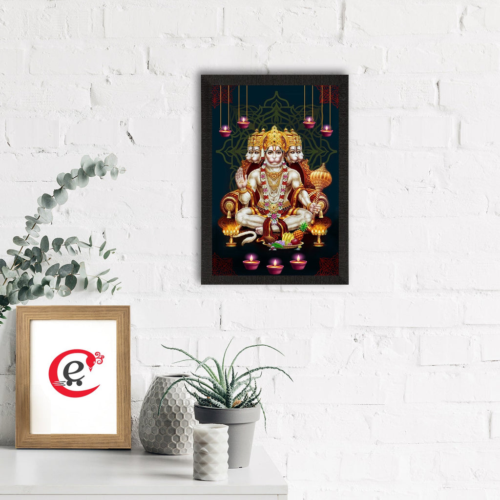 Panch Mukhi Lord Hanuman Satin Matt Texture UV Art Painting Kafalo