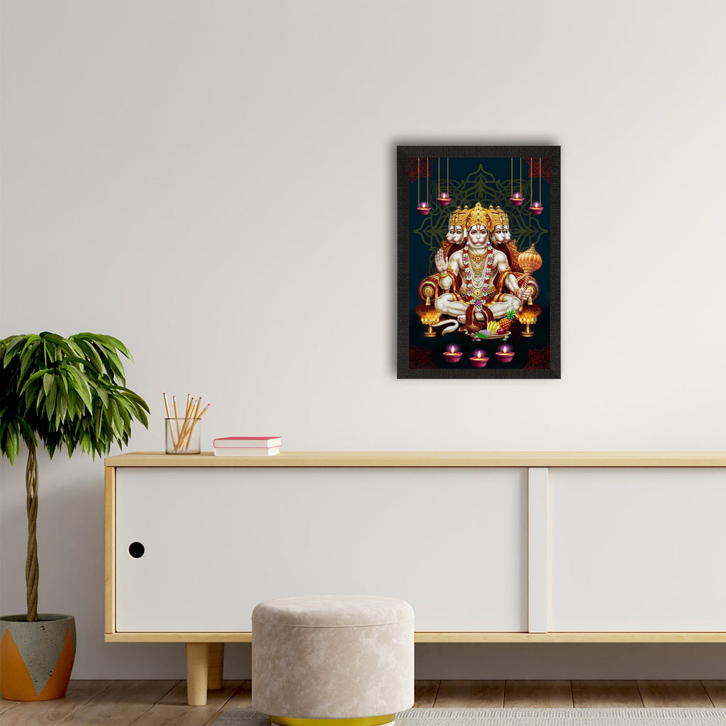 Panch Mukhi Lord Hanuman Satin Matt Texture UV Art Painting Kafalo