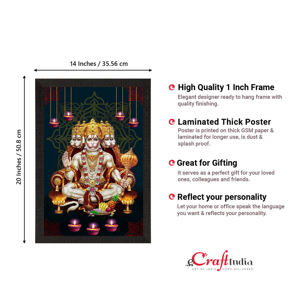 Panch Mukhi Lord Hanuman Satin Matt Texture UV Art Painting Kafalo