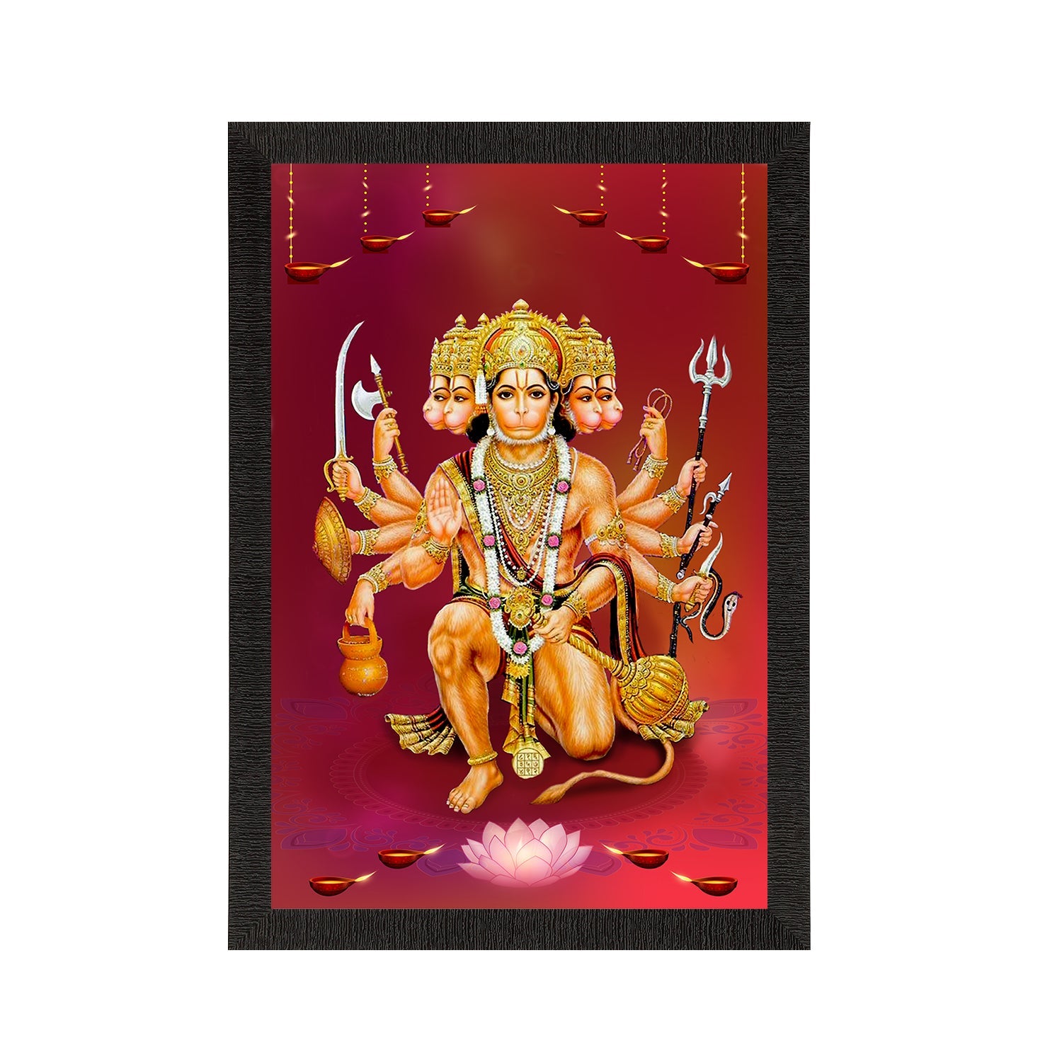 Panch Mukhi Lord Hanuman Satin Matt Texture UV Art Painting Kafalo
