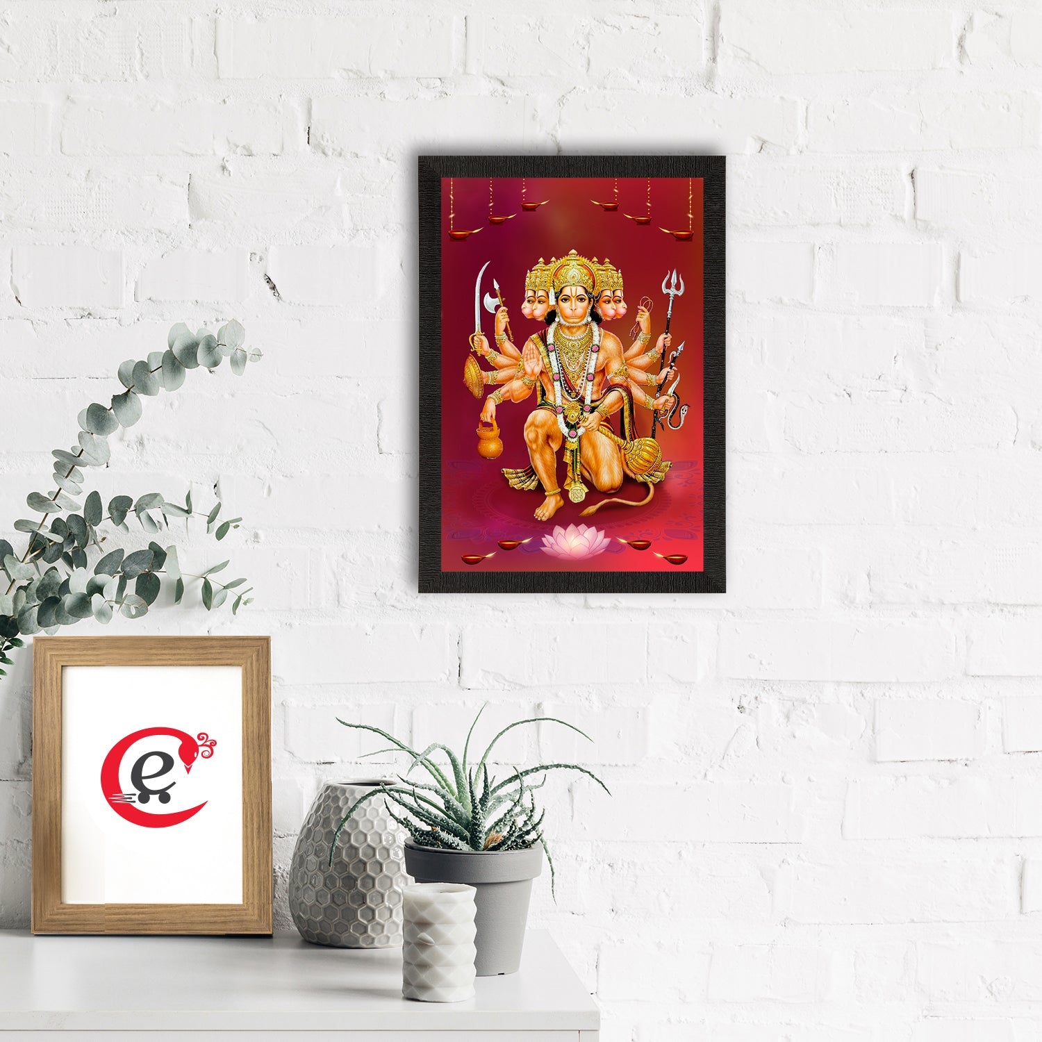 Panch Mukhi Lord Hanuman Satin Matt Texture UV Art Painting Kafalo