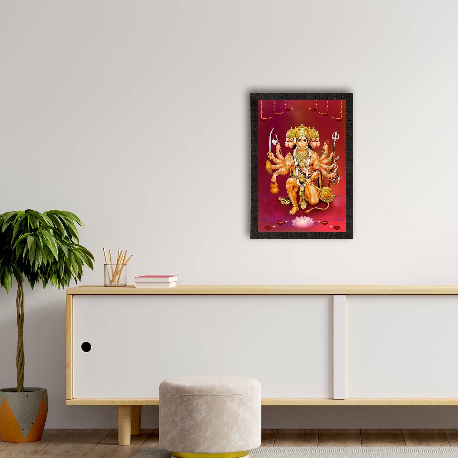 Panch Mukhi Lord Hanuman Satin Matt Texture UV Art Painting Kafalo