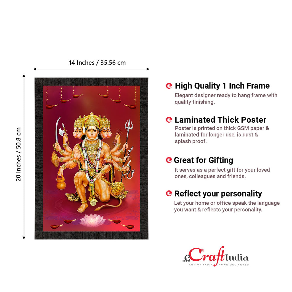 Panch Mukhi Lord Hanuman Satin Matt Texture UV Art Painting Kafalo