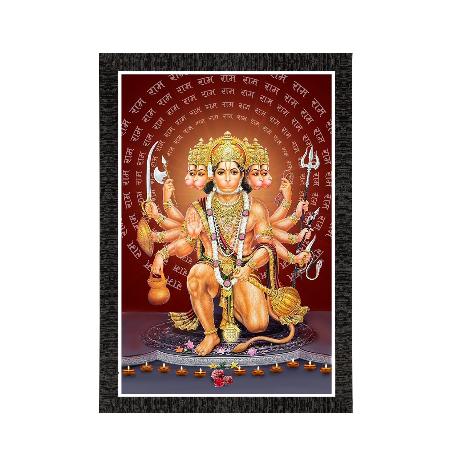 Panch Mukhi Lord Hanuman Satin Matt Texture UV Art Painting Kafalo