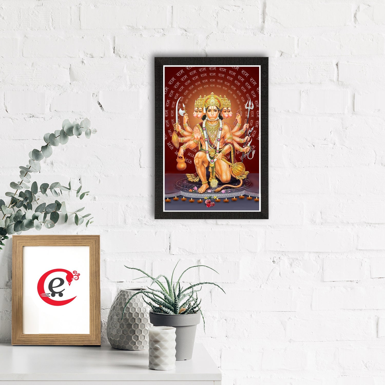 Panch Mukhi Lord Hanuman Satin Matt Texture UV Art Painting Kafalo