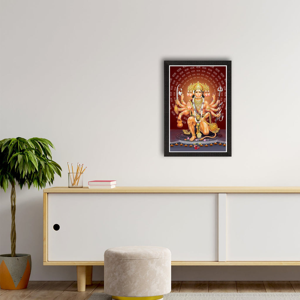 Panch Mukhi Lord Hanuman Satin Matt Texture UV Art Painting Kafalo