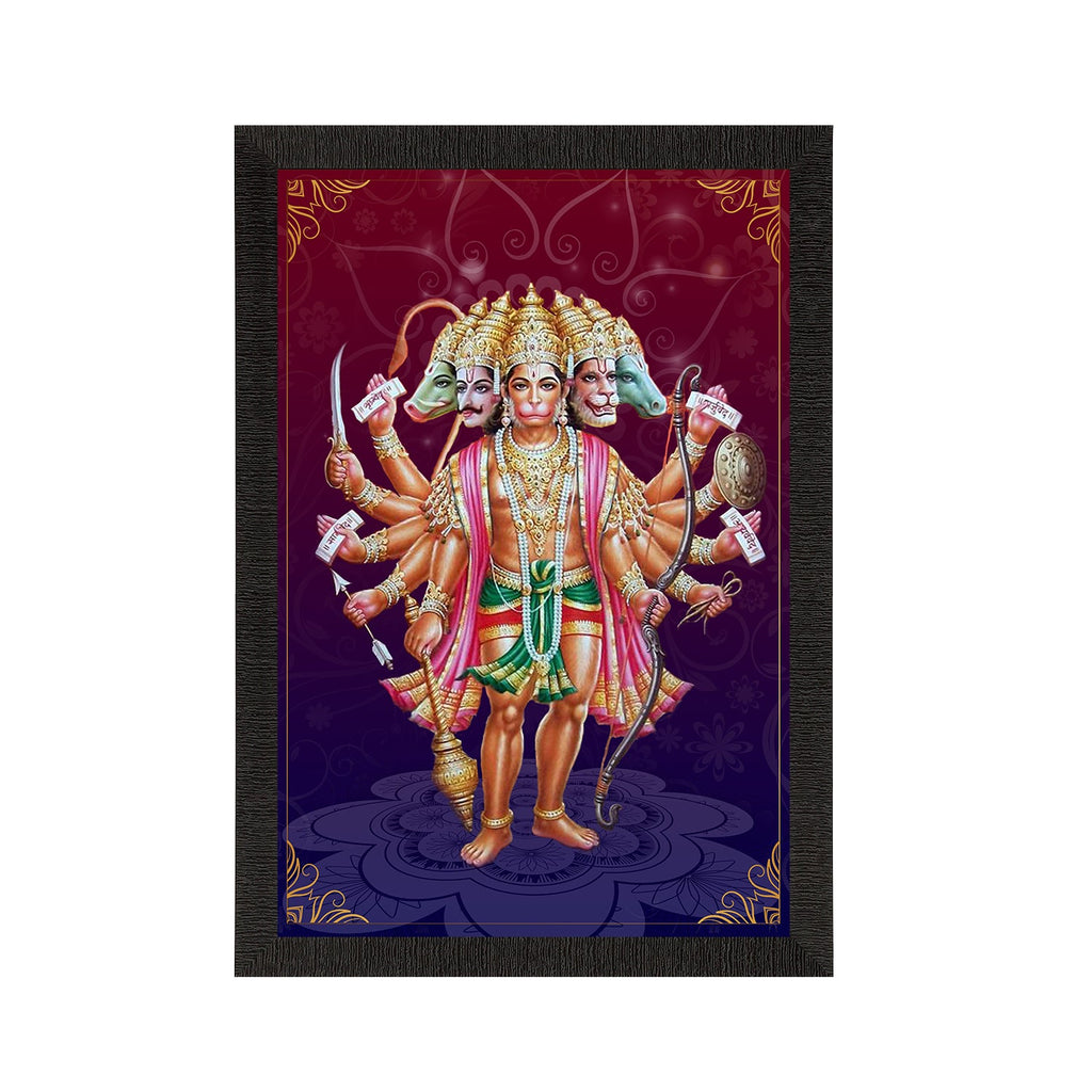 Panch Mukhi Lord Hanuman Satin Matt Texture UV Art Painting Kafalo