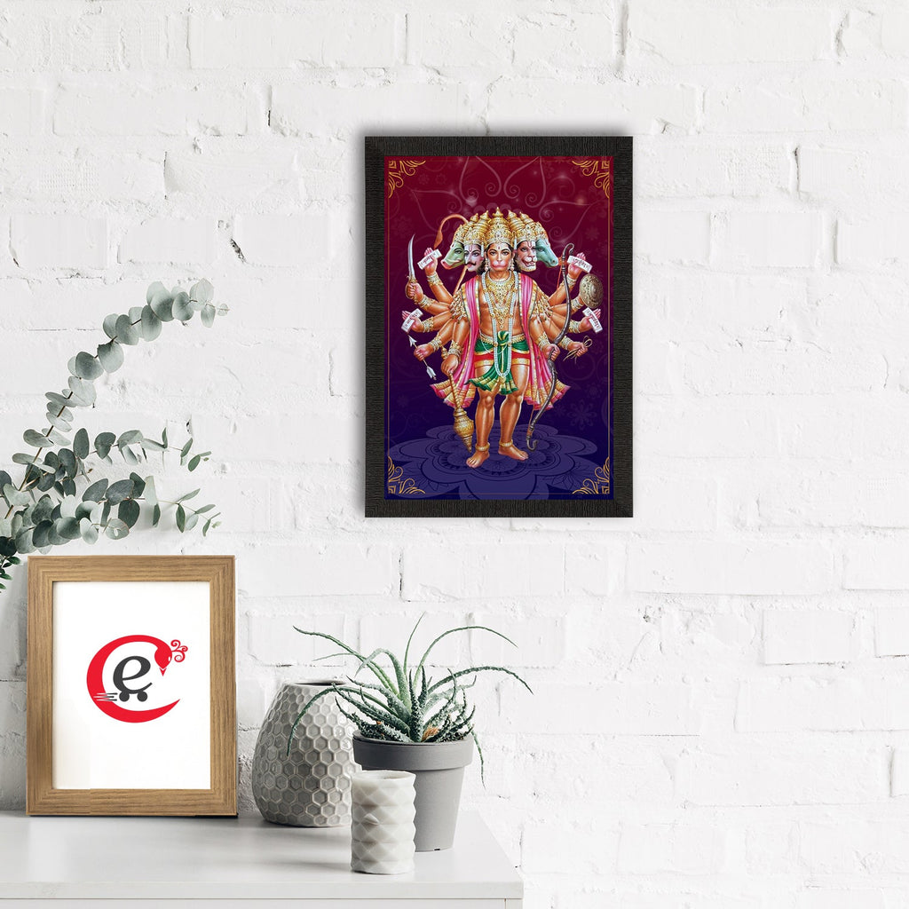 Panch Mukhi Lord Hanuman Satin Matt Texture UV Art Painting Kafalo