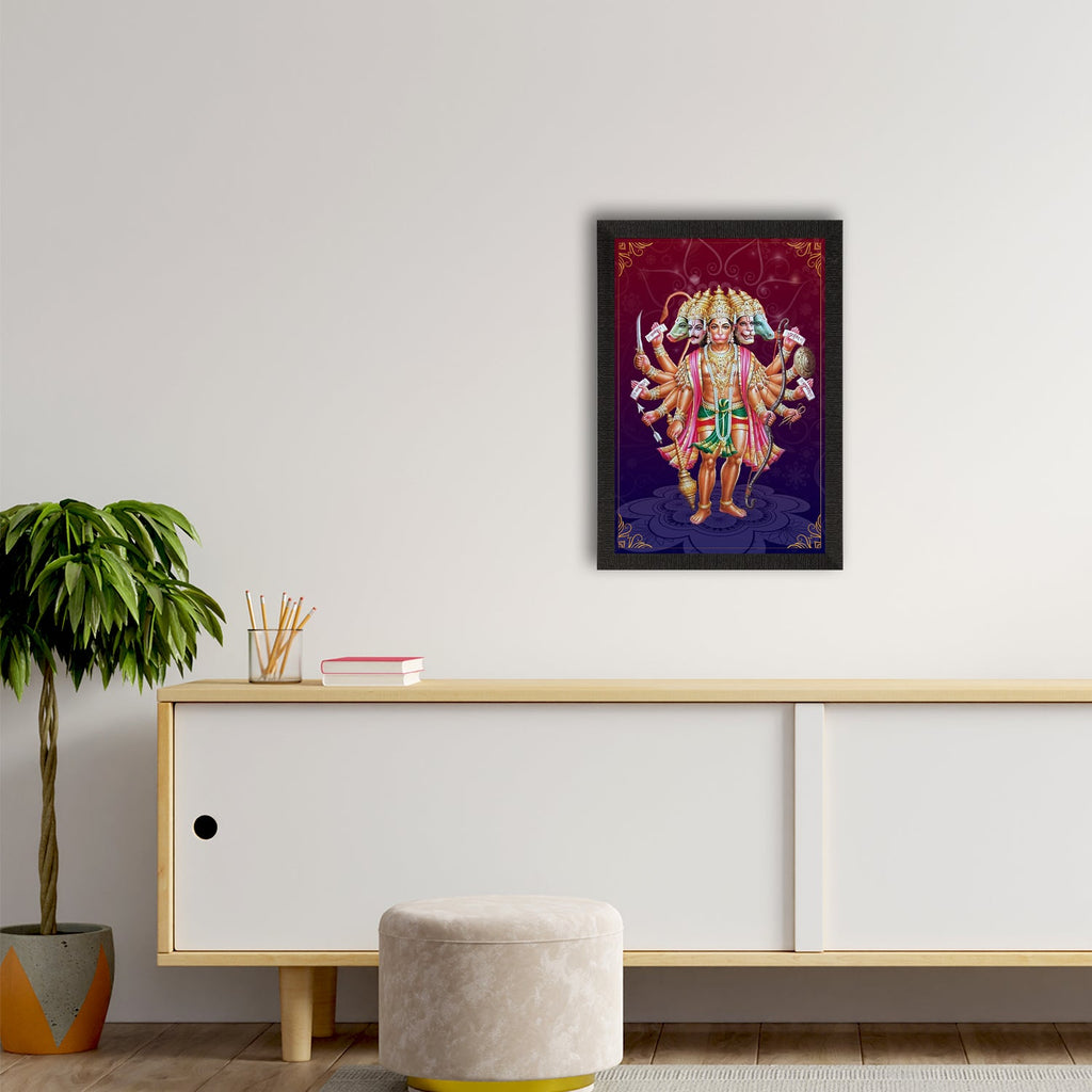 Panch Mukhi Lord Hanuman Satin Matt Texture UV Art Painting Kafalo