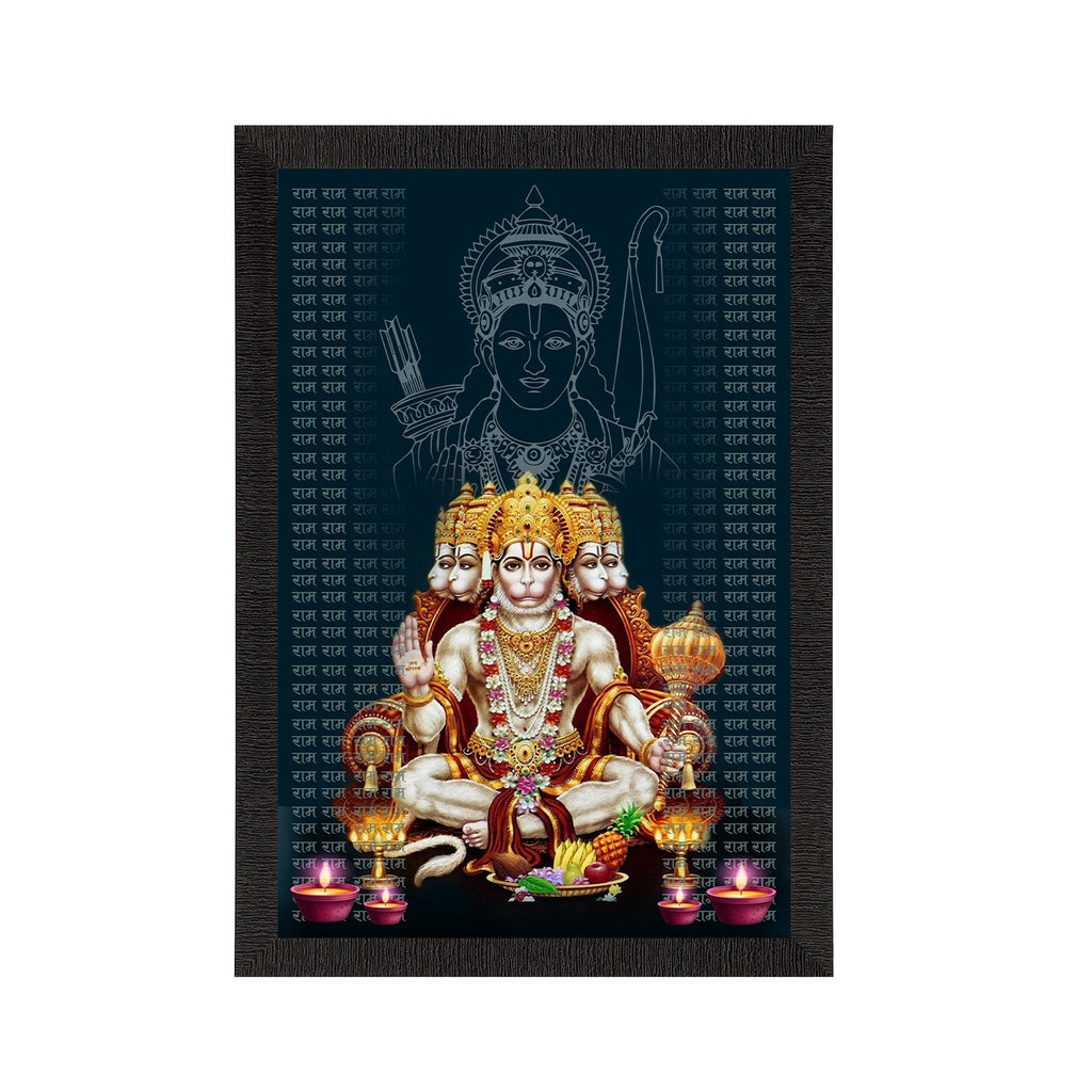 Panch Mukhi Lord Hanuman Satin Matt Texture UV Art Painting Kafalo