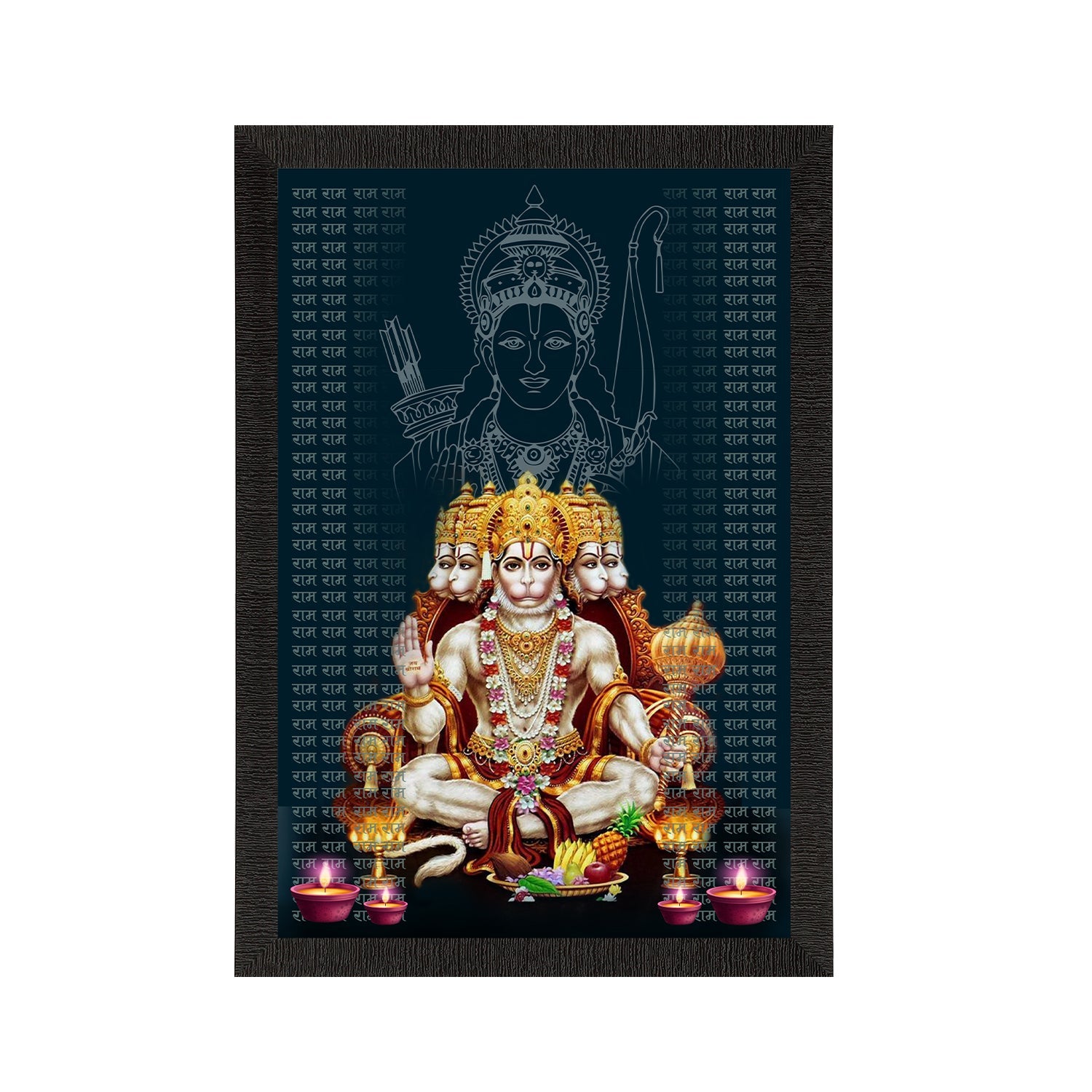 Panch Mukhi Lord Hanuman Satin Matt Texture UV Art Painting Kafalo