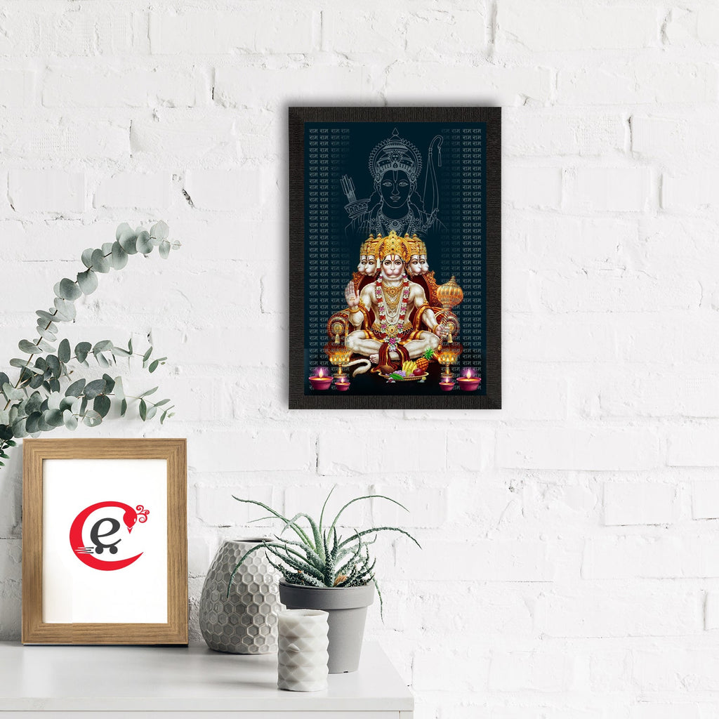 Panch Mukhi Lord Hanuman Satin Matt Texture UV Art Painting Kafalo