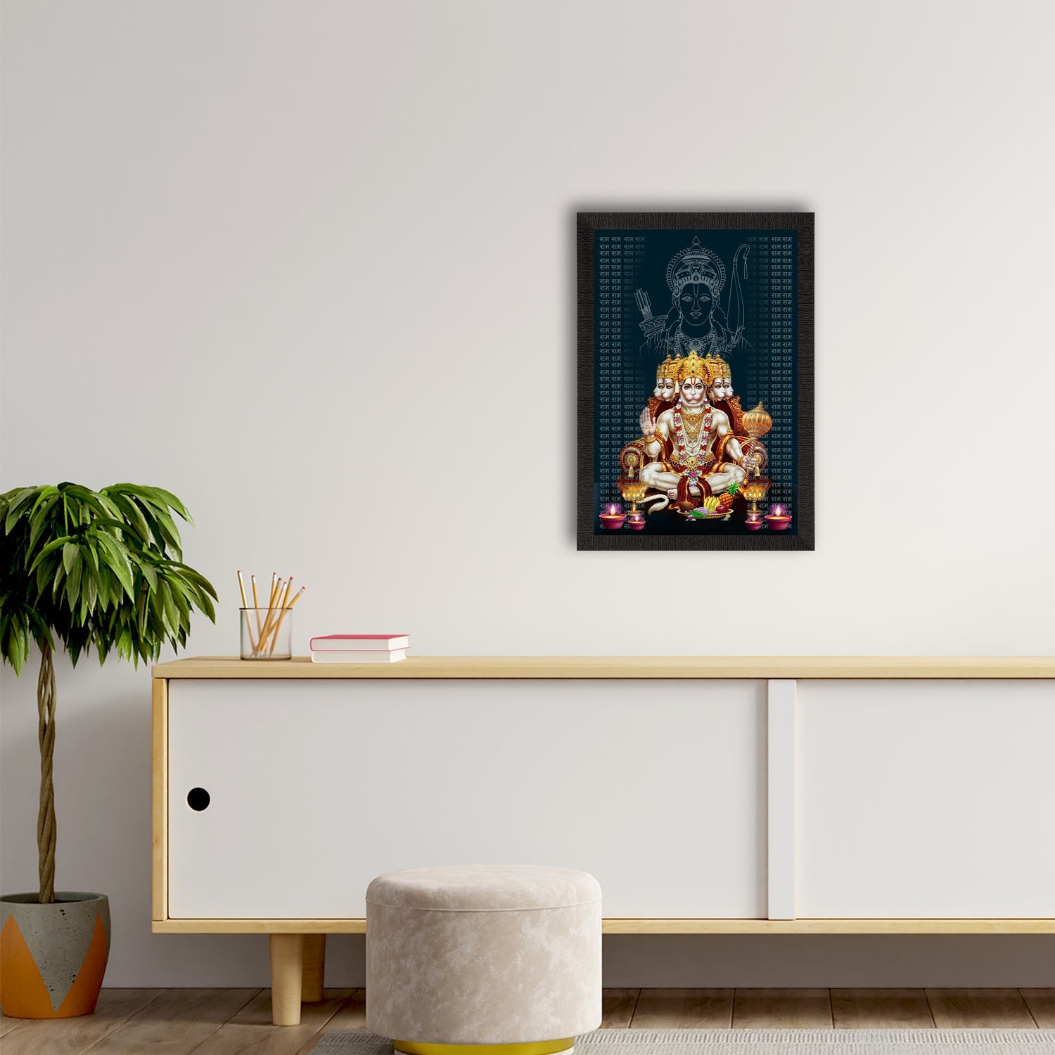 Panch Mukhi Lord Hanuman Satin Matt Texture UV Art Painting Kafalo