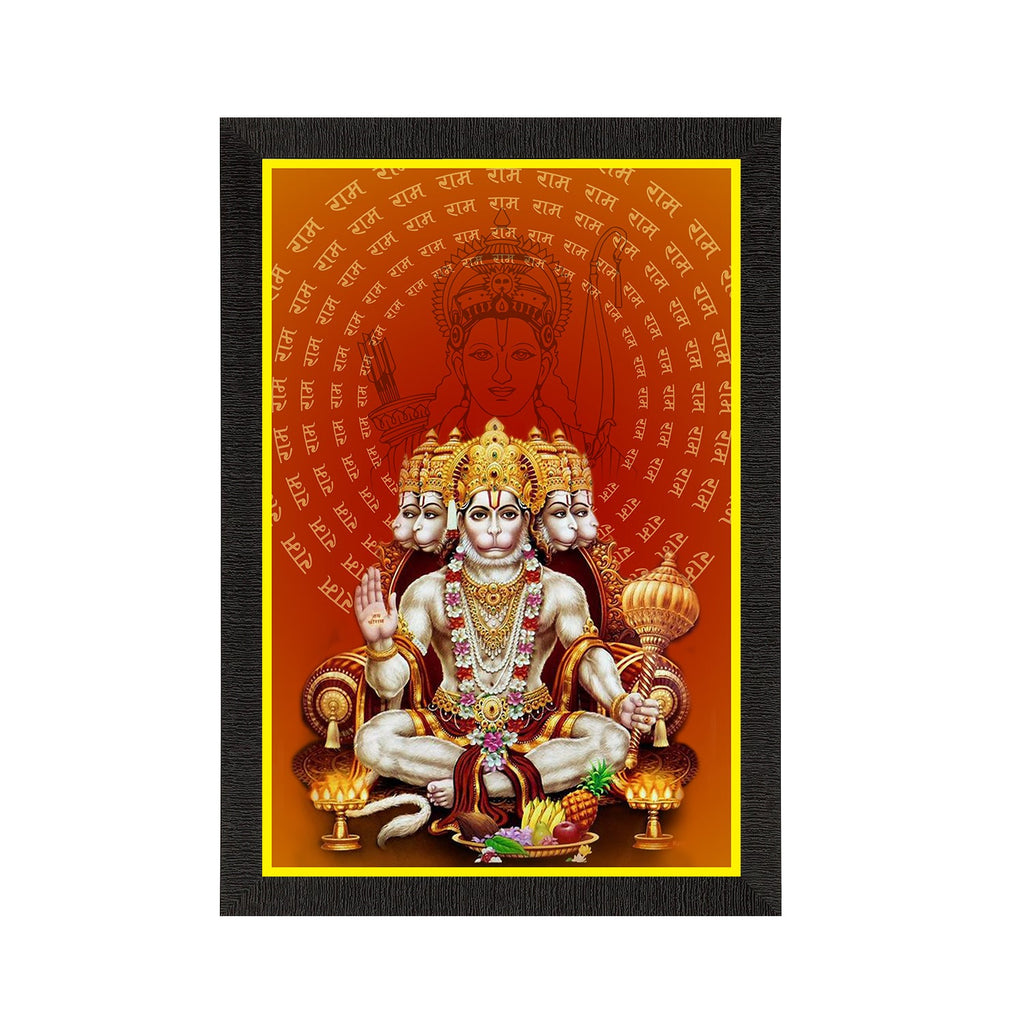 Panch Mukhi Lord Hanuman Satin Matt Texture UV Art Painting Kafalo