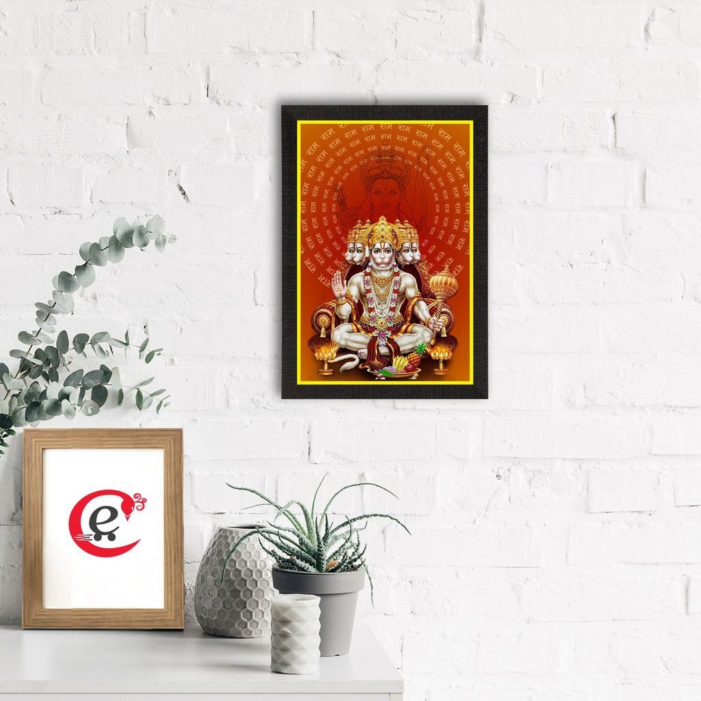 Panch Mukhi Lord Hanuman Satin Matt Texture UV Art Painting Kafalo