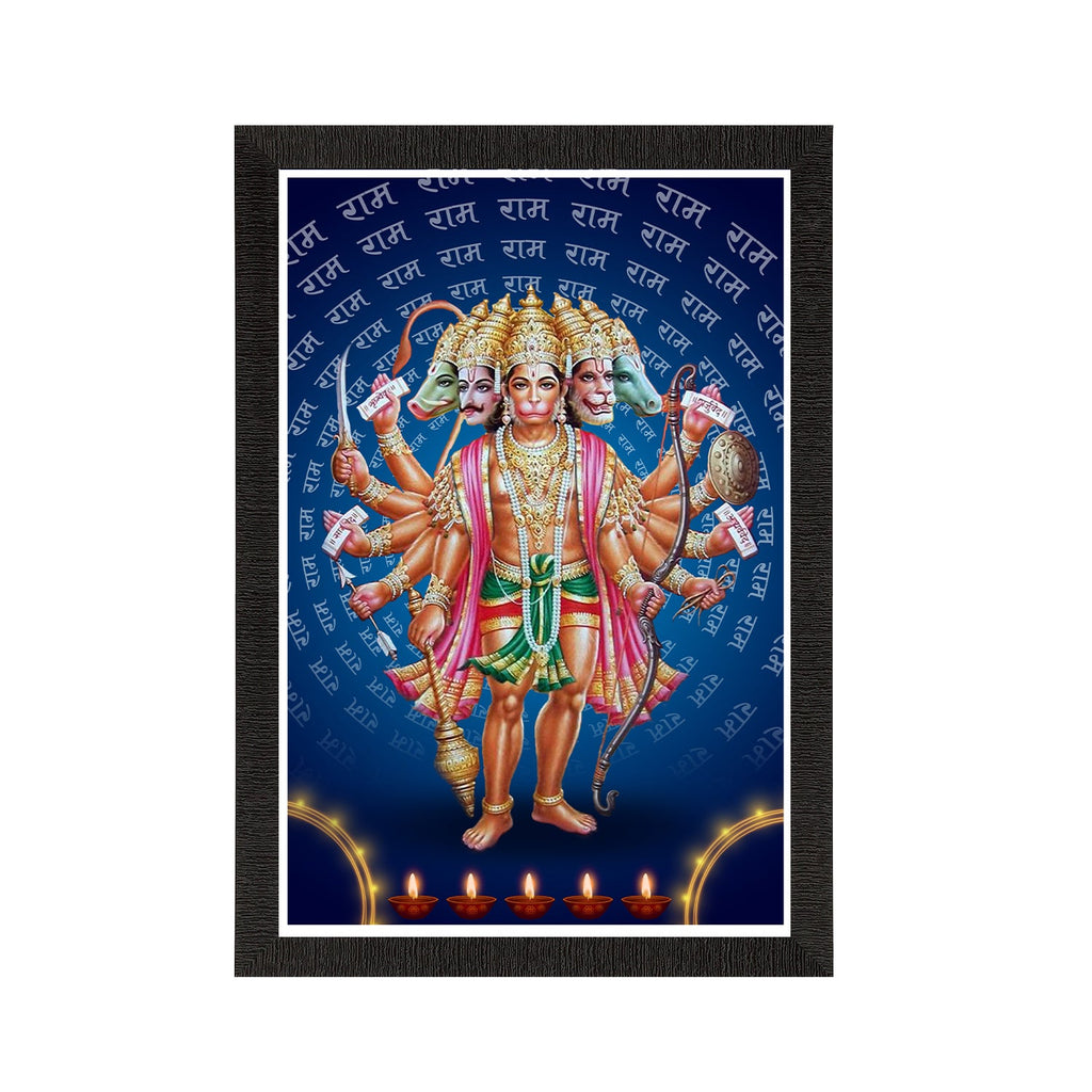 Panch Mukhi Lord Hanuman Satin Matt Texture UV Art Painting Kafalo