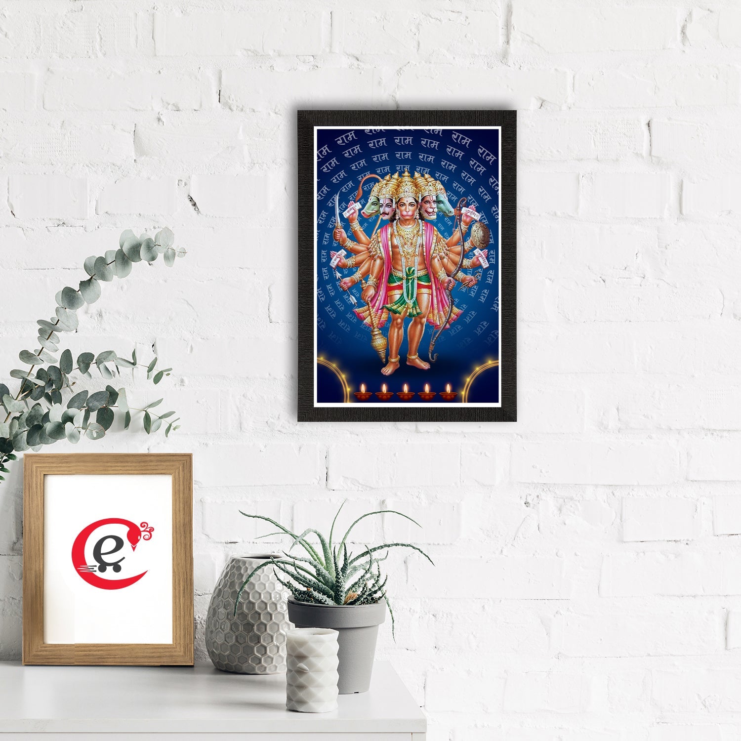 Panch Mukhi Lord Hanuman Satin Matt Texture UV Art Painting Kafalo