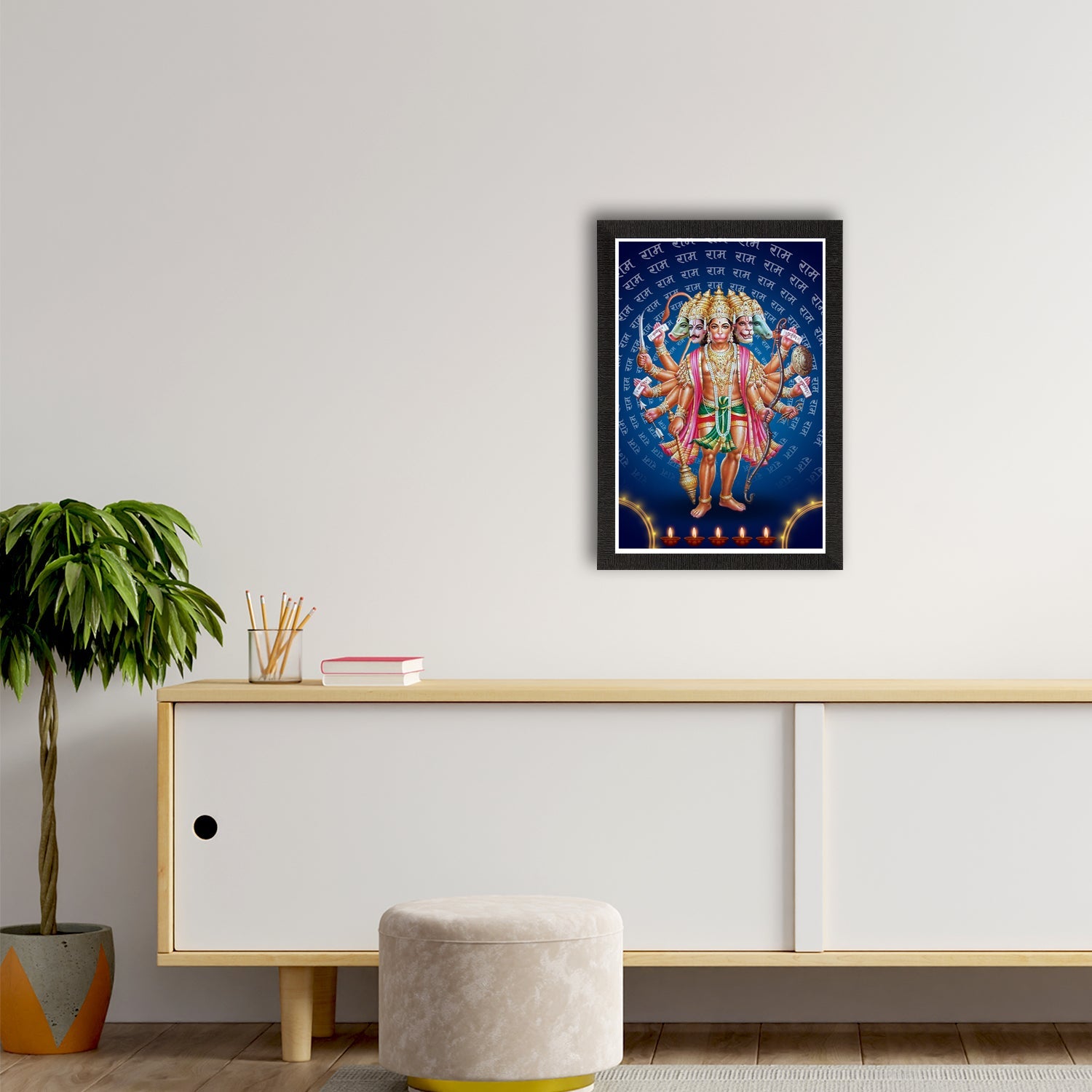 Panch Mukhi Lord Hanuman Satin Matt Texture UV Art Painting Kafalo