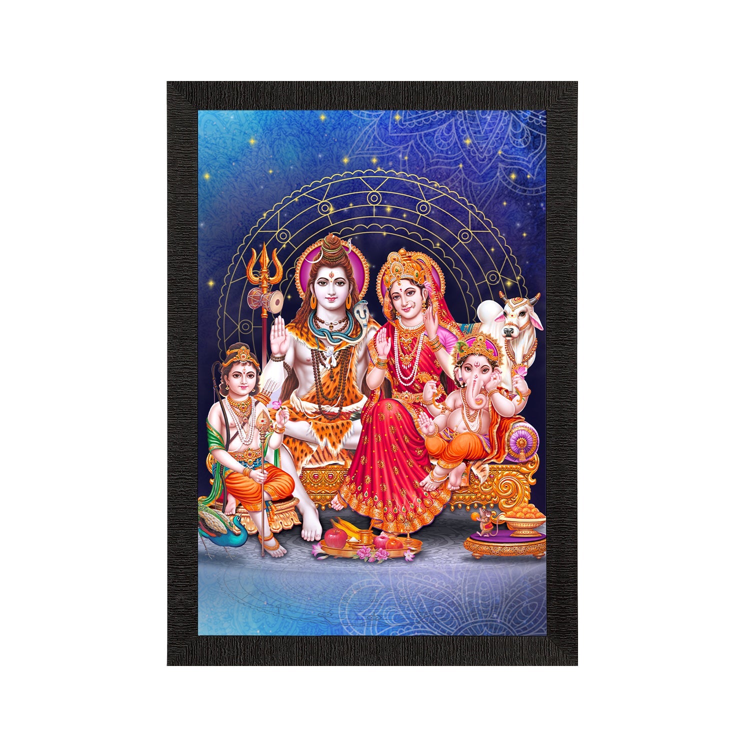 Shiv Parivar Religious Satin Matt Texture UV Art Painting Kafalo