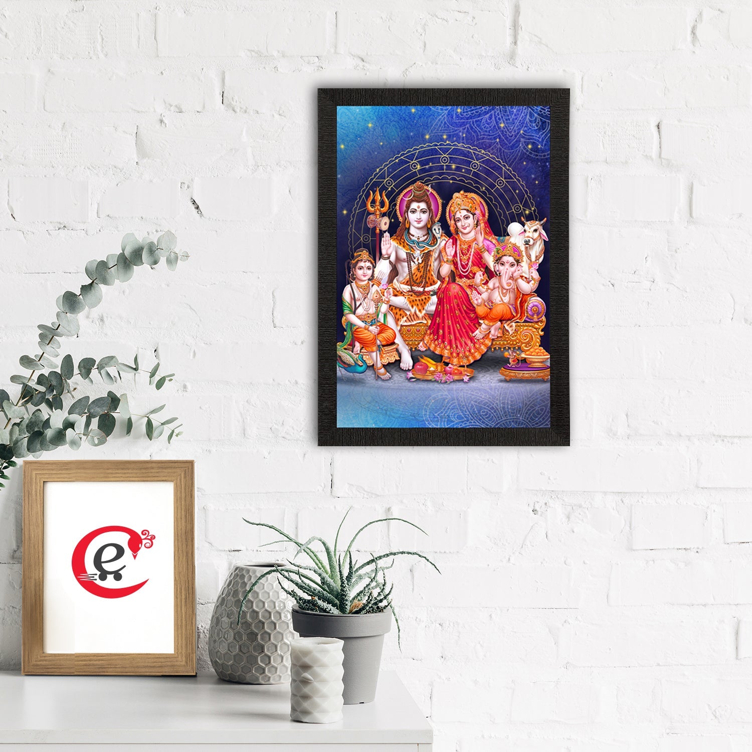 Shiv Parivar Religious Satin Matt Texture UV Art Painting Kafalo