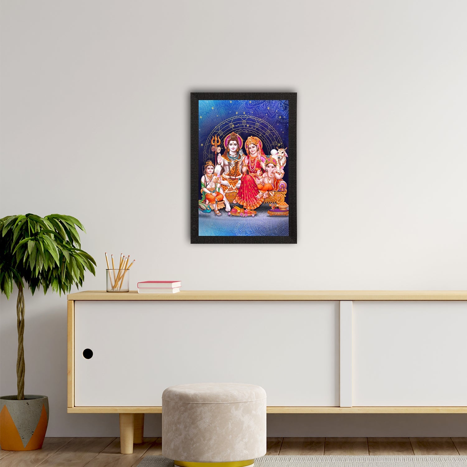 Shiv Parivar Religious Satin Matt Texture UV Art Painting Kafalo