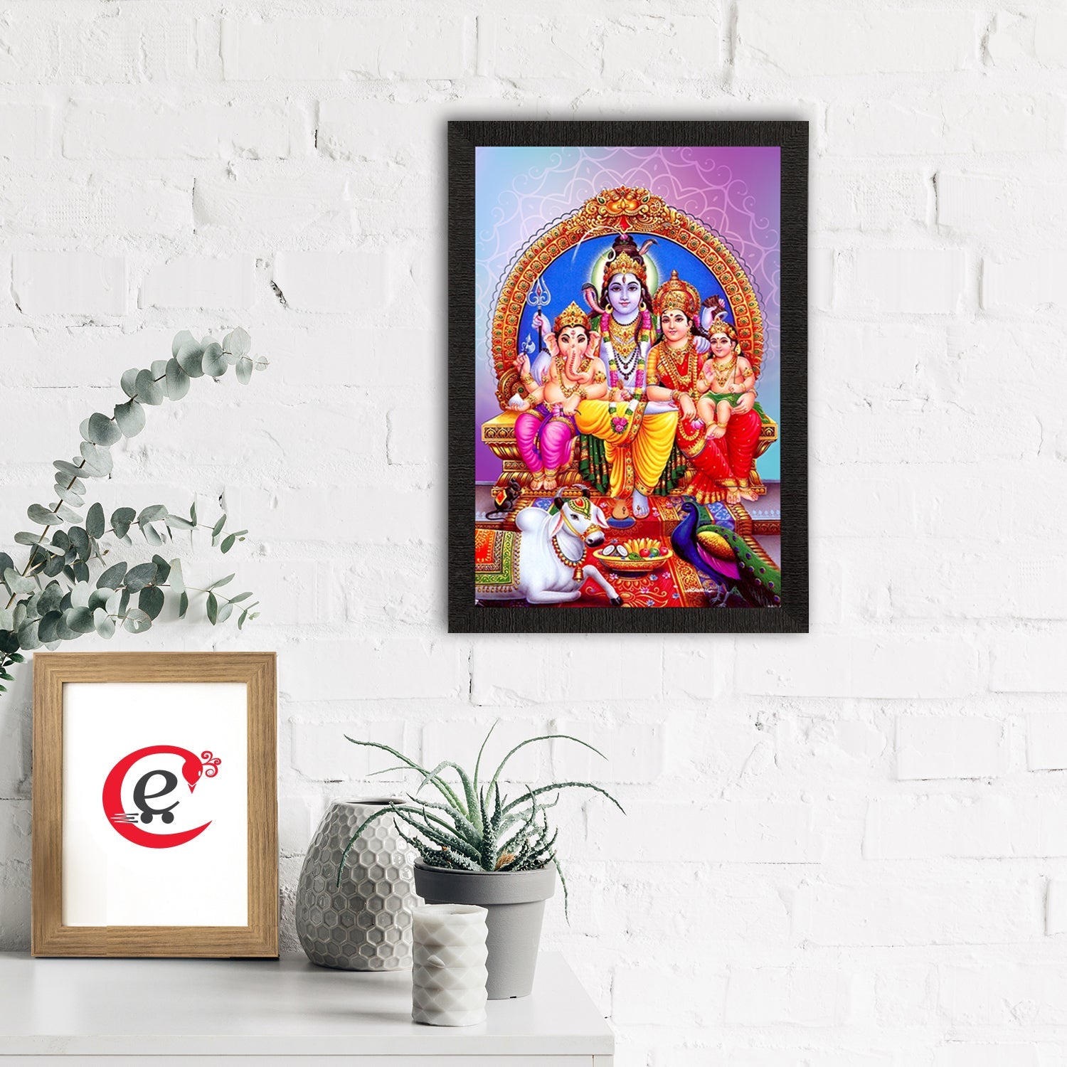 Shiv Parivar Religious Satin Matt Texture UV Art Painting Kafalo