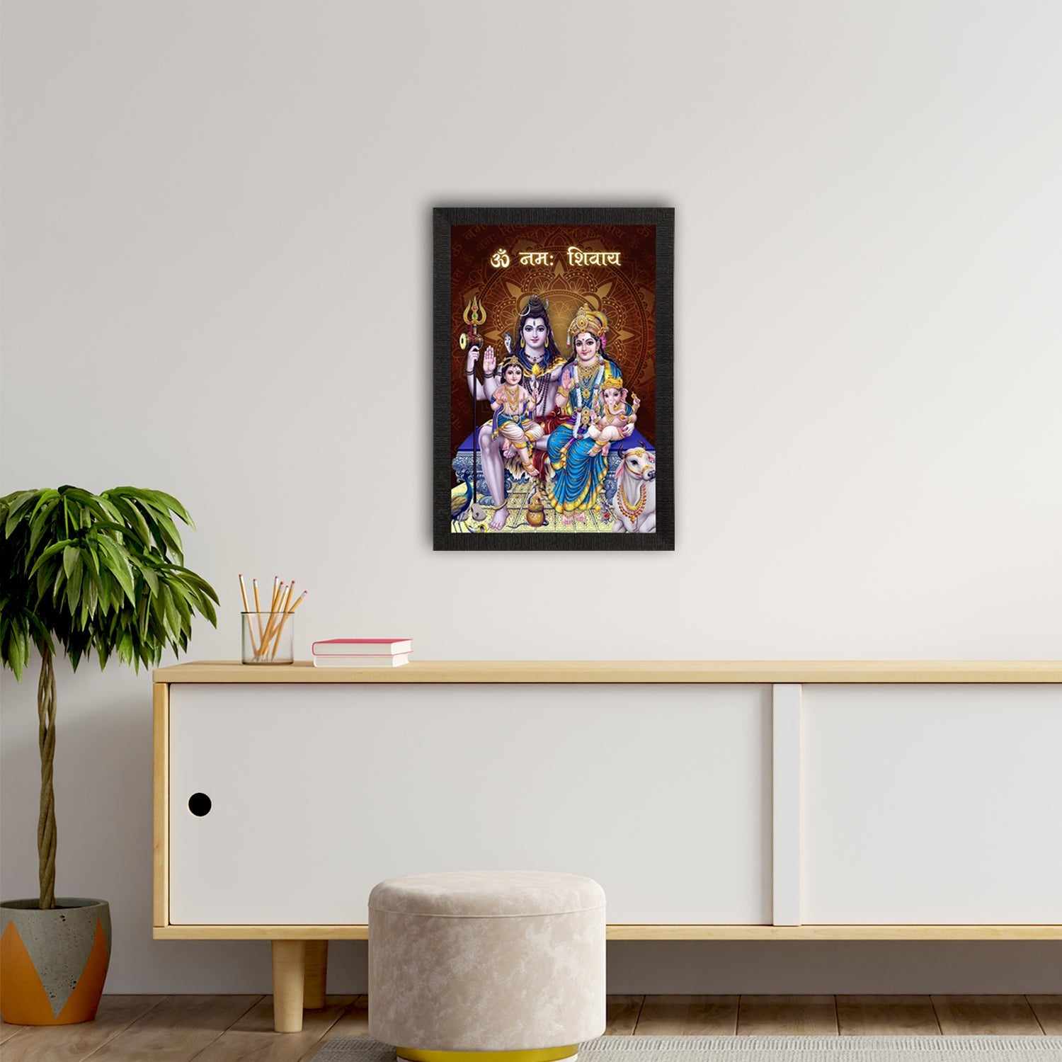 Shiv Parivar Religious Satin Matt Texture UV Art Painting Kafalo