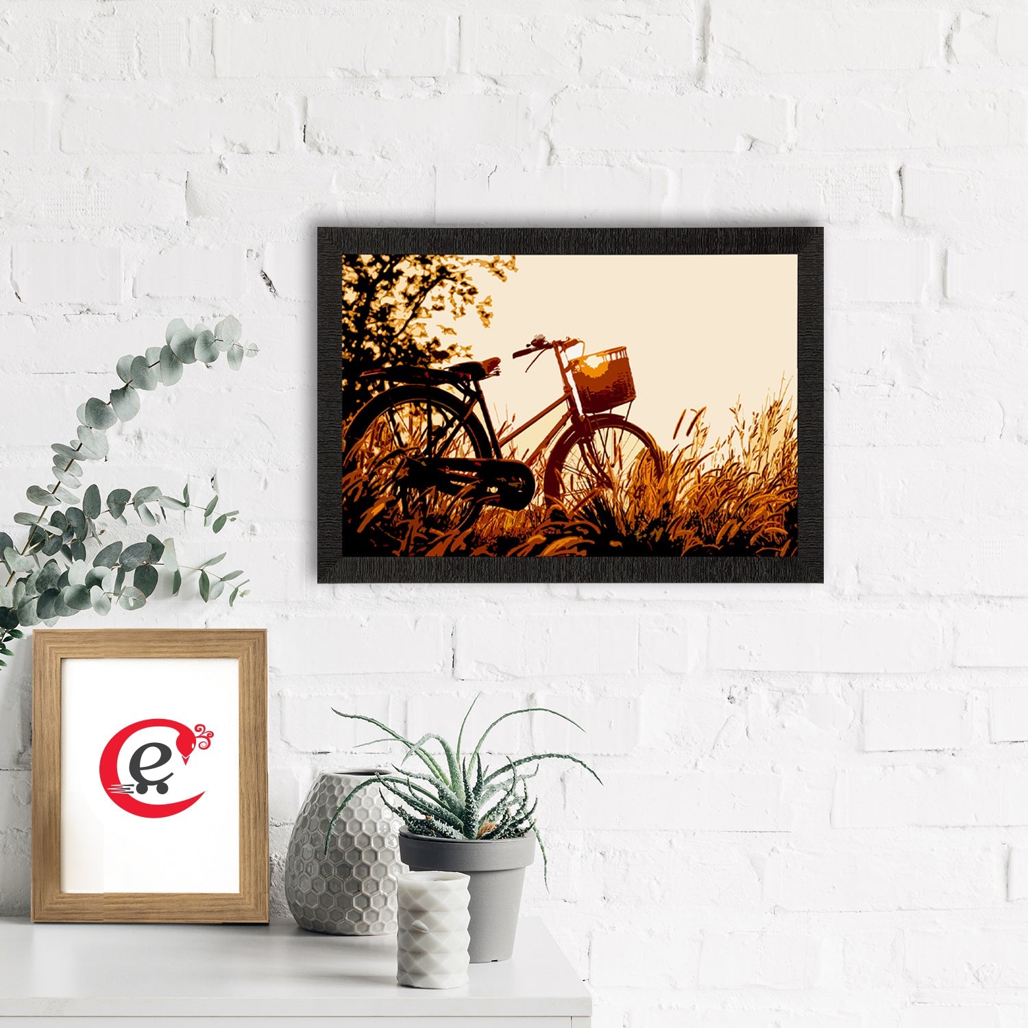 Cycle Standing in Grass View Satin Matt Texture UV Art Painting Kafalo