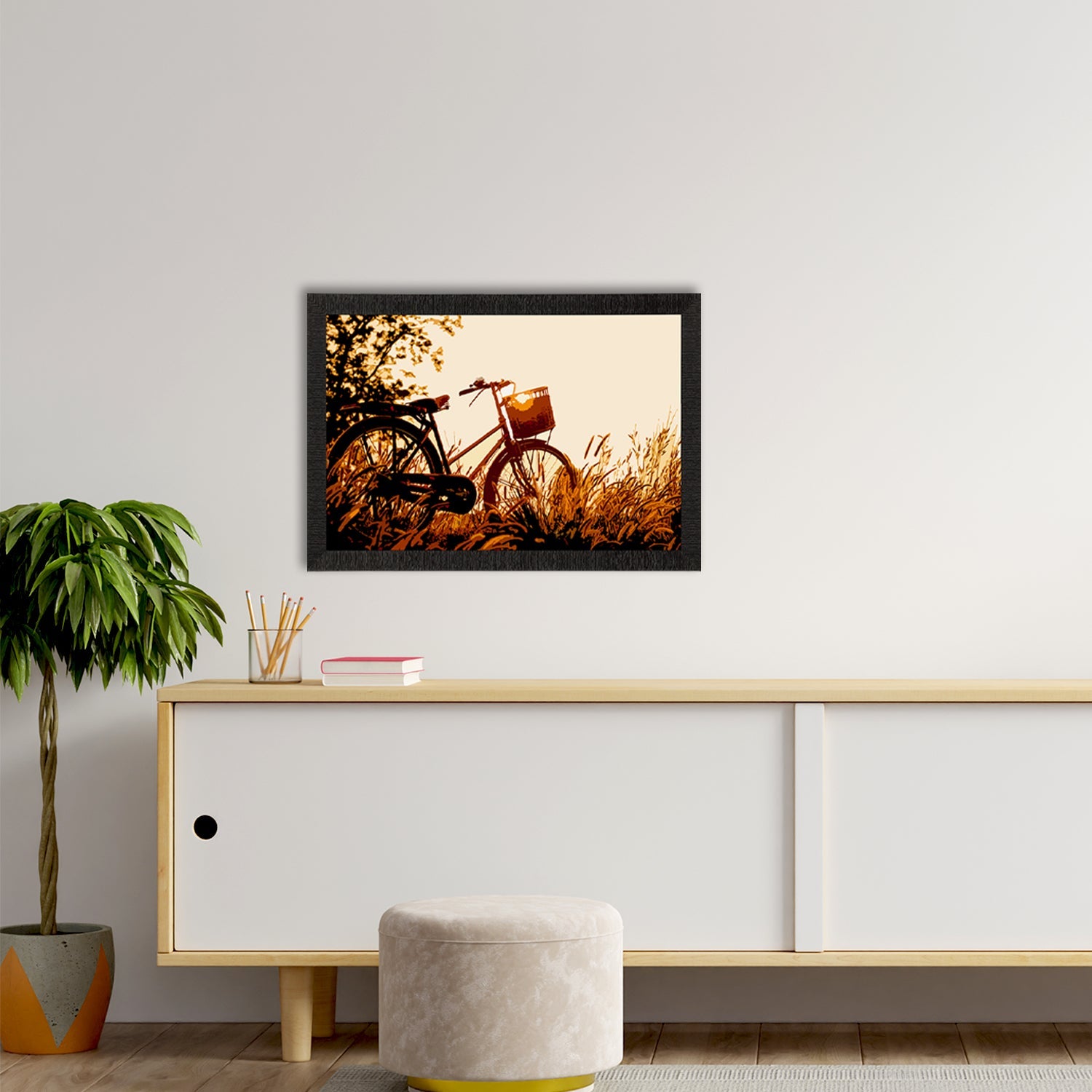 Cycle Standing in Grass View Satin Matt Texture UV Art Painting Kafalo