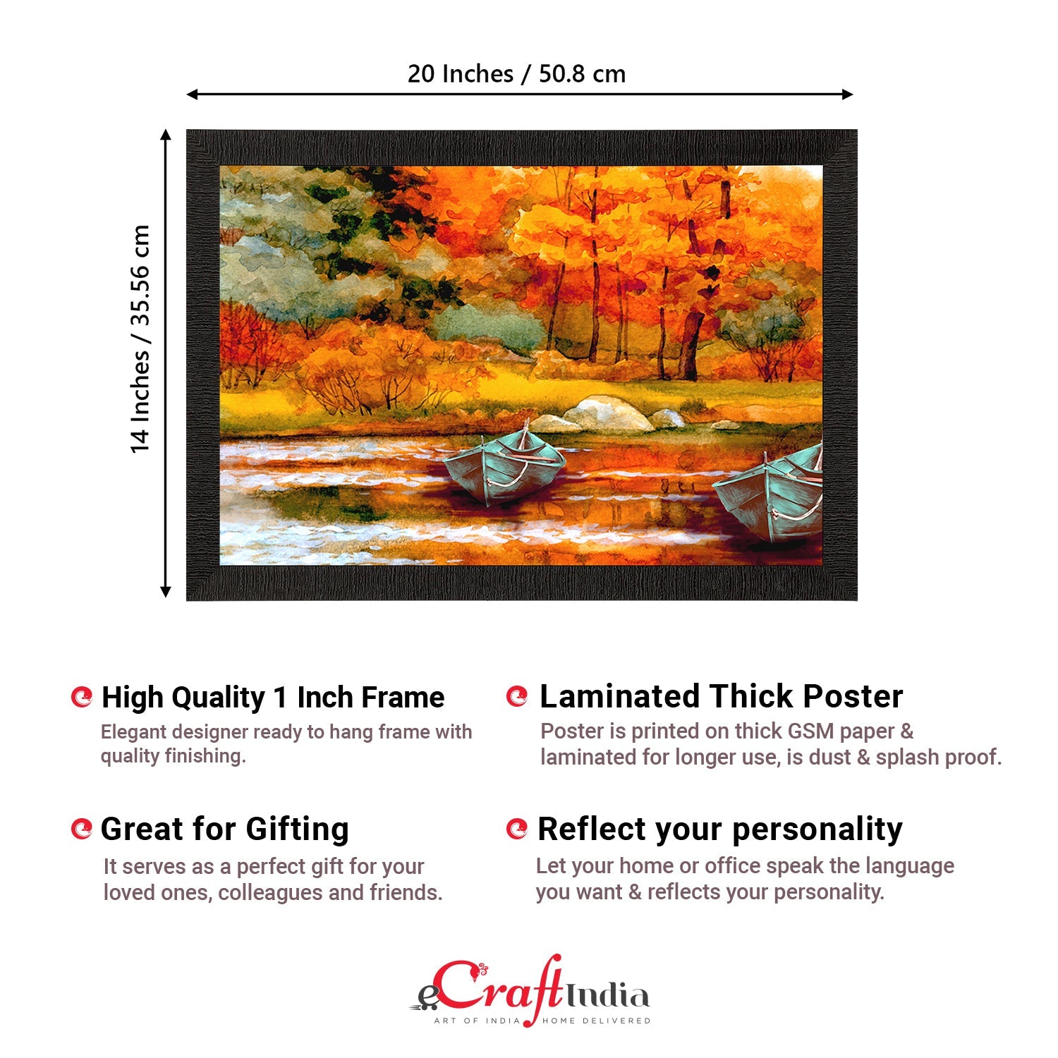 River Side Autumn Season View Satin Matt Texture UV Art Painting Kafalo