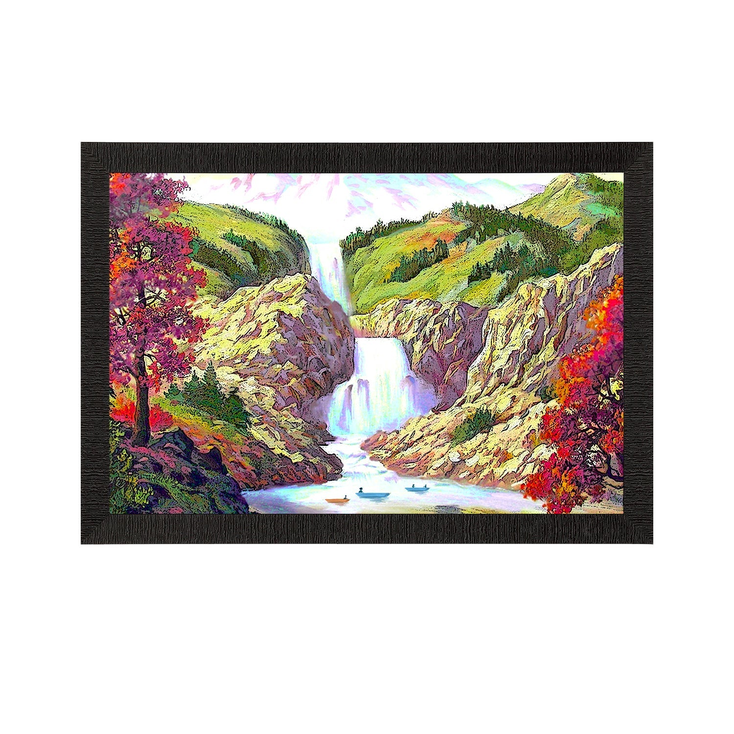 Waterfall Scenic View Satin Matt Texture UV Art Painting Kafalo