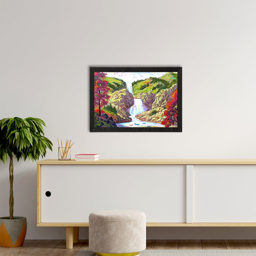 Waterfall Scenic View Satin Matt Texture UV Art Painting Kafalo