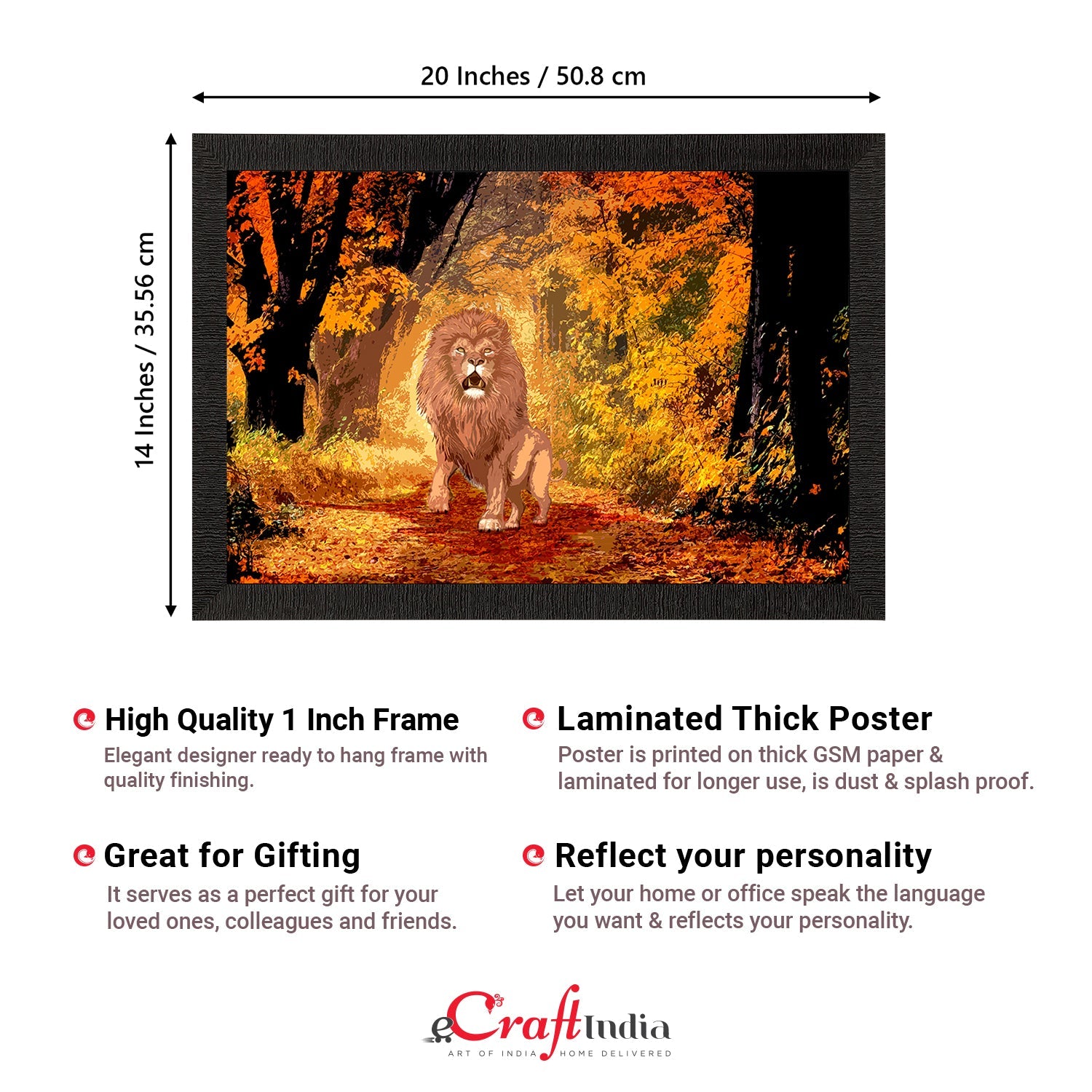 Roaring Lion in Autumn Season Satin Matt Texture UV Art Painting Kafalo