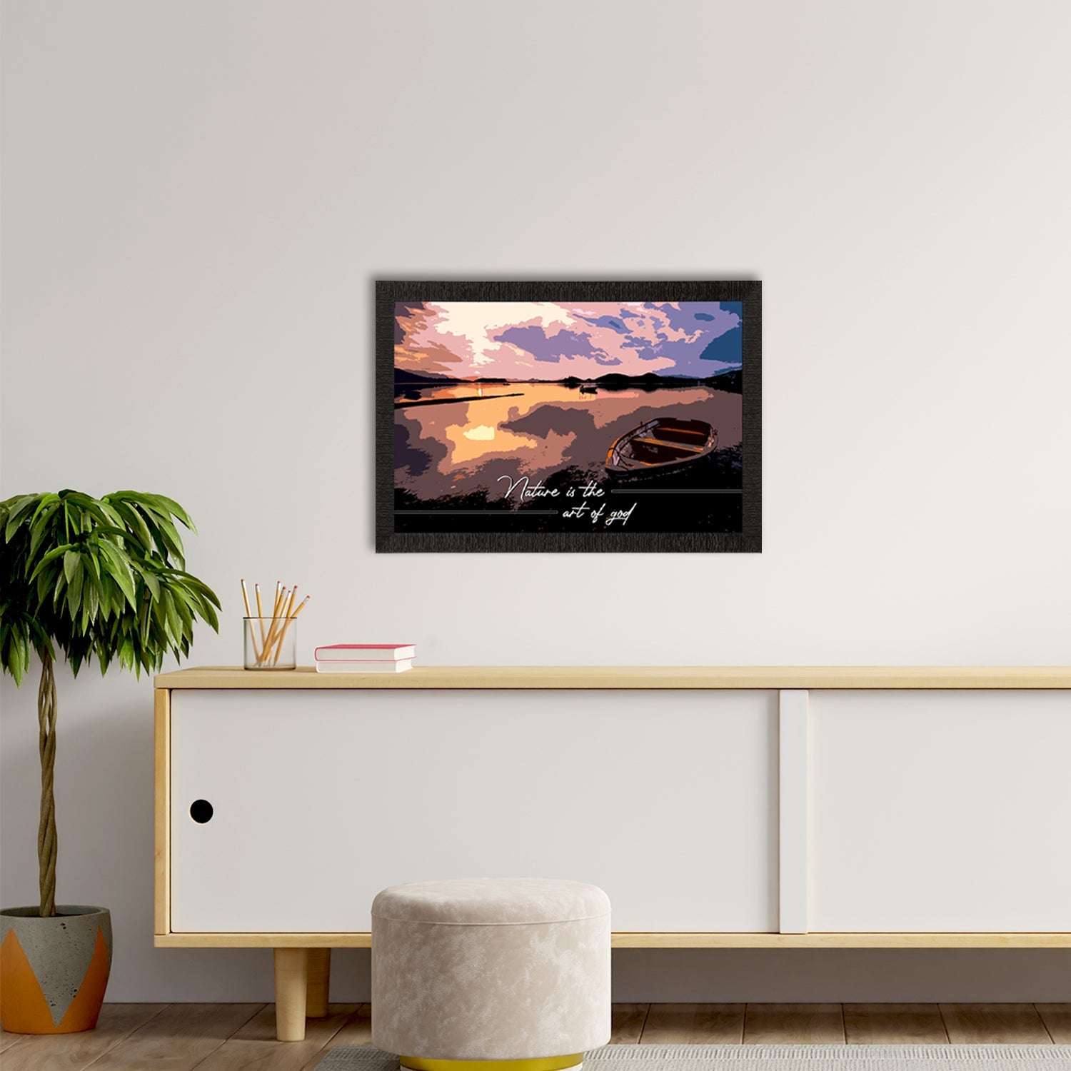 "Nature is the art of God" River Shore View Satin Matt Texture UV Art Painting Kafalo