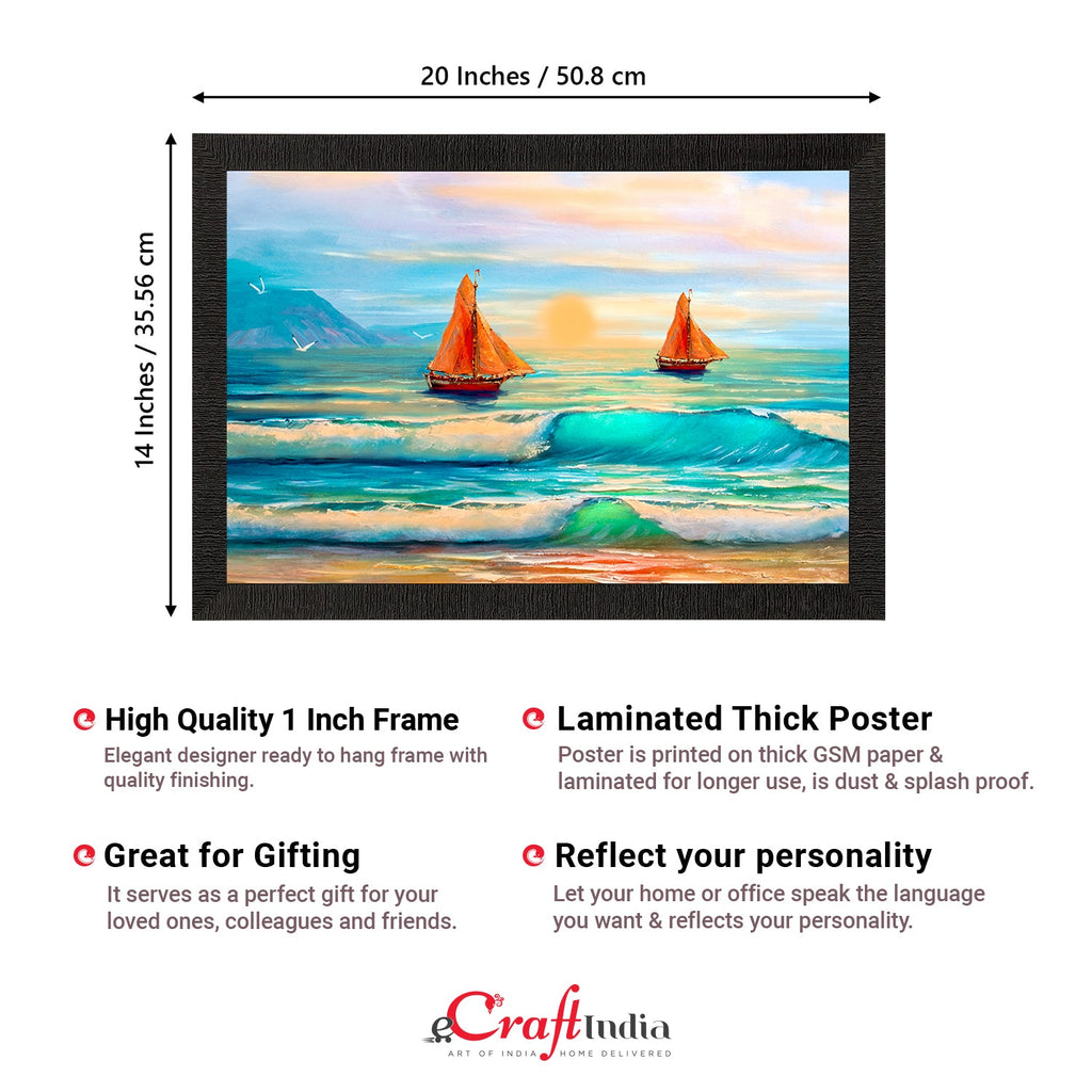 Sailing Boats in Sea View Satin Matt Texture UV Art Painting Kafalo