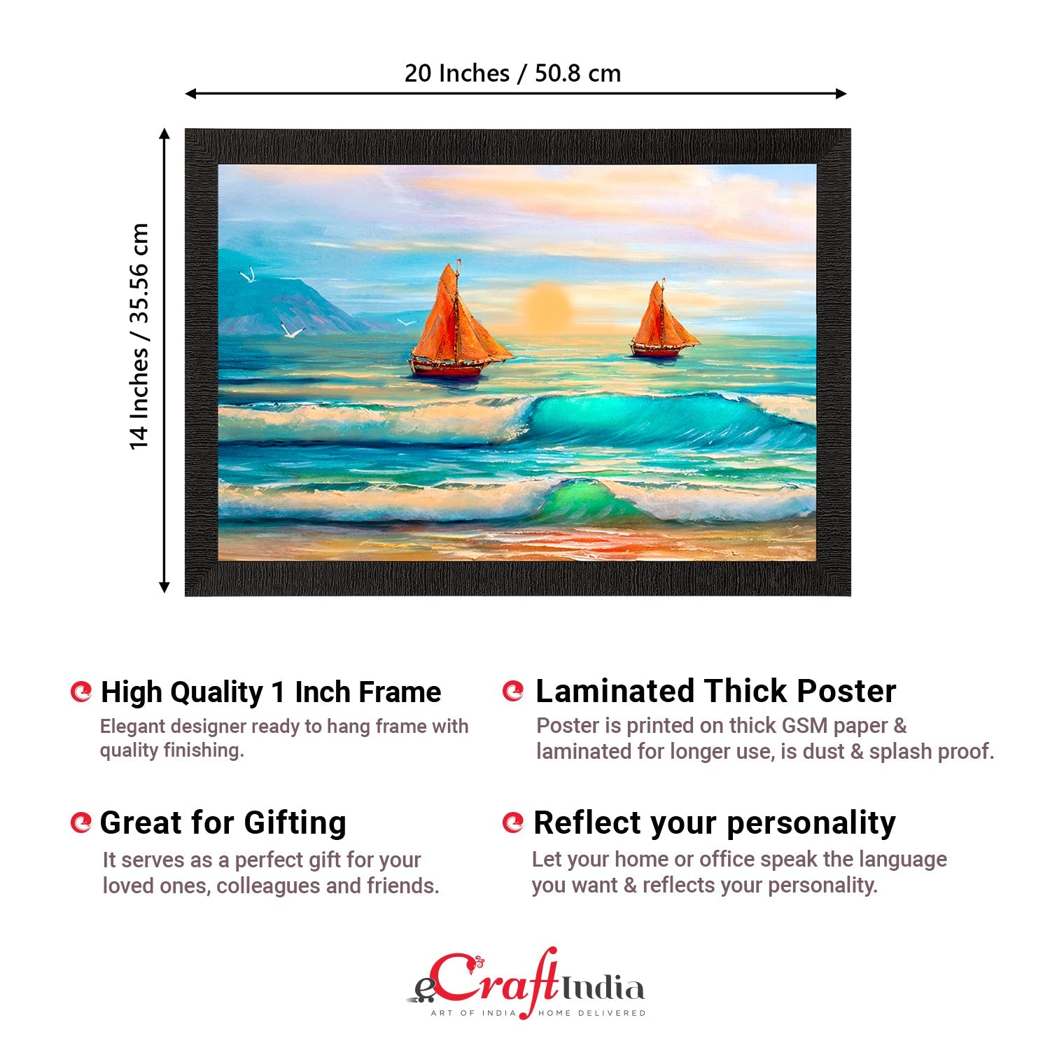 Sailing Boats in Sea View Satin Matt Texture UV Art Painting Kafalo