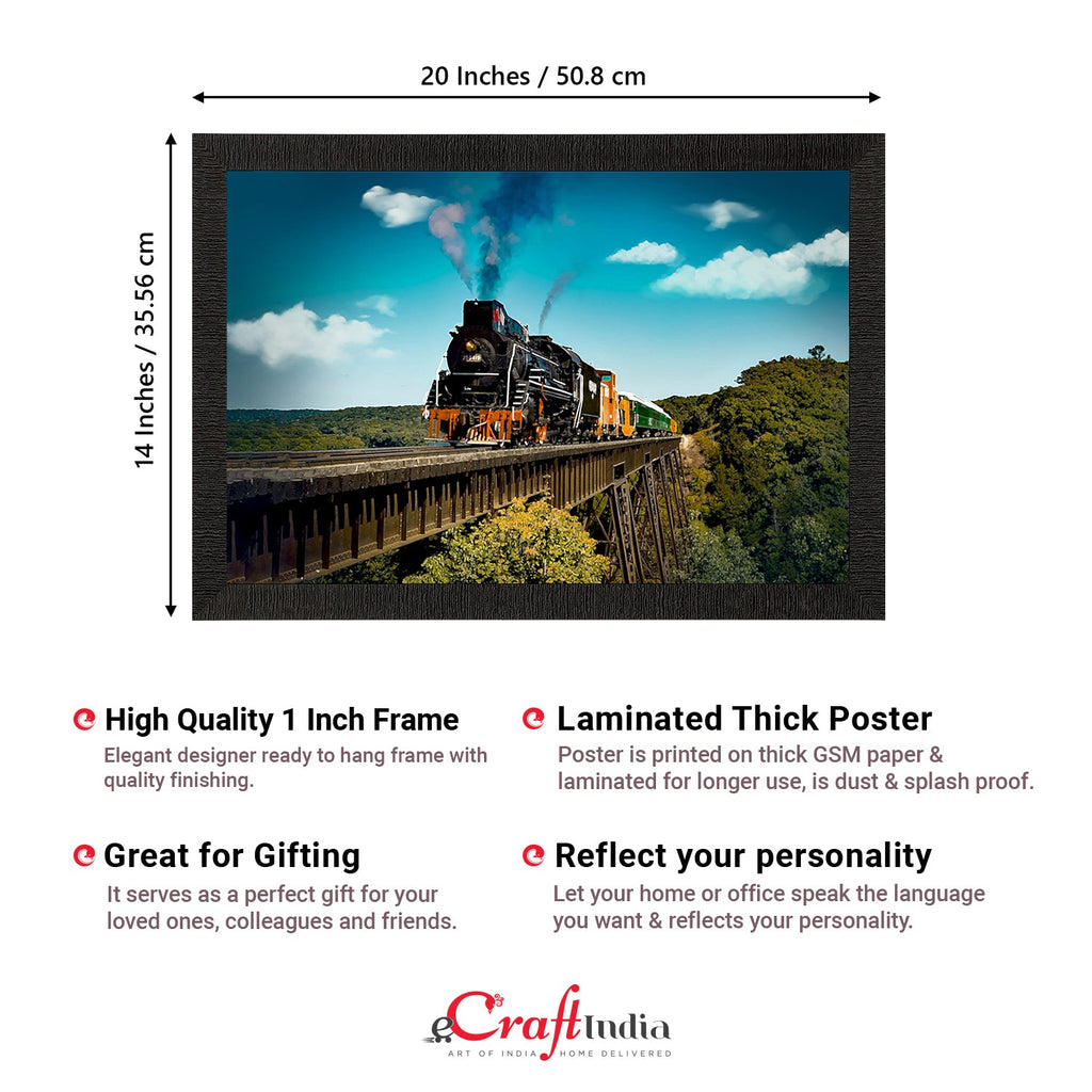 Running Train Over Bridge Scenic View Satin Matt Texture UV Art Painting Kafalo