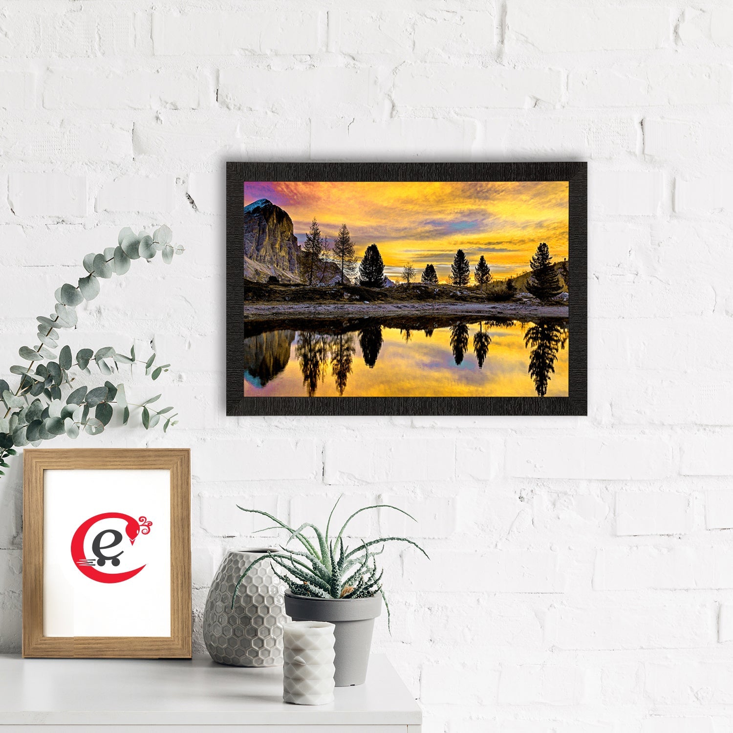 Scenic Lake Side View Satin Matt Texture UV Art Painting Kafalo
