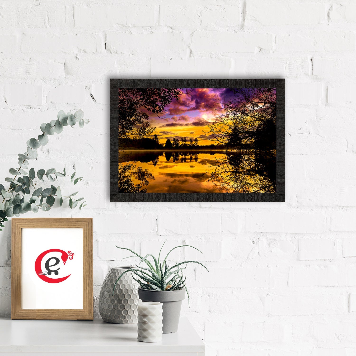 Scenic Lake Side View Satin Matt Texture UV Art Painting Kafalo