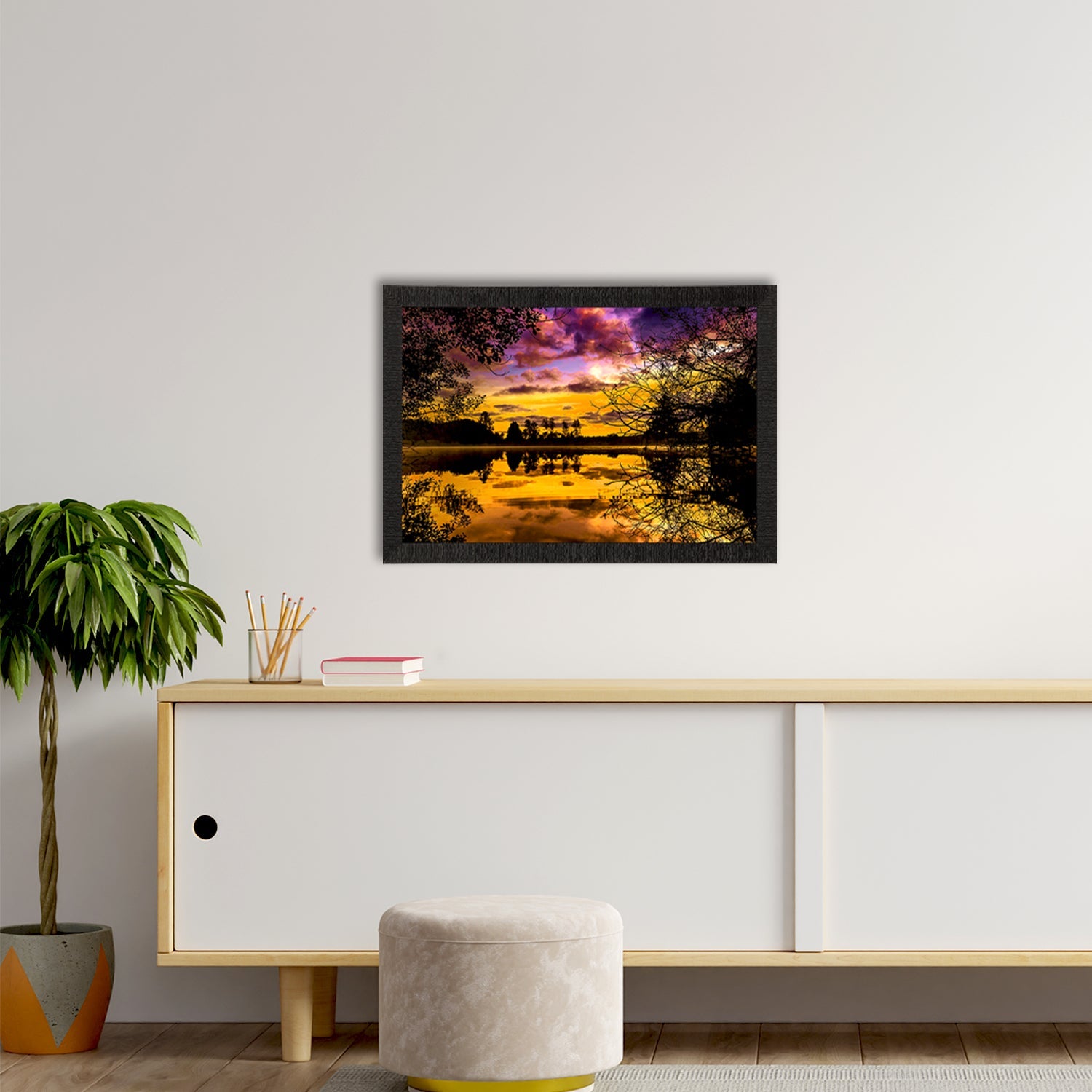 Scenic Lake Side View Satin Matt Texture UV Art Painting Kafalo