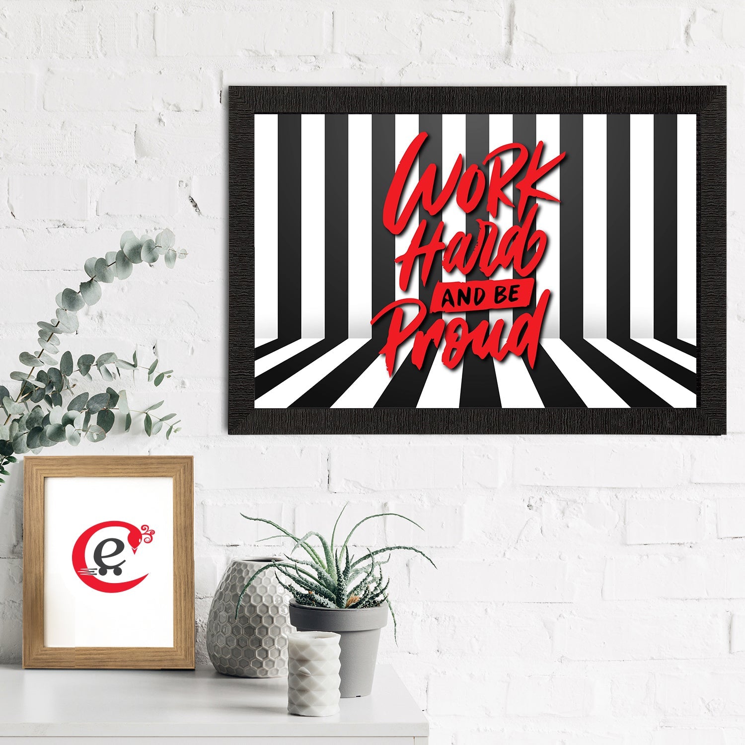 " Work Hard And be Proud" Motivational Quote Satin Matt Texture UV Art Painting Kafalo
