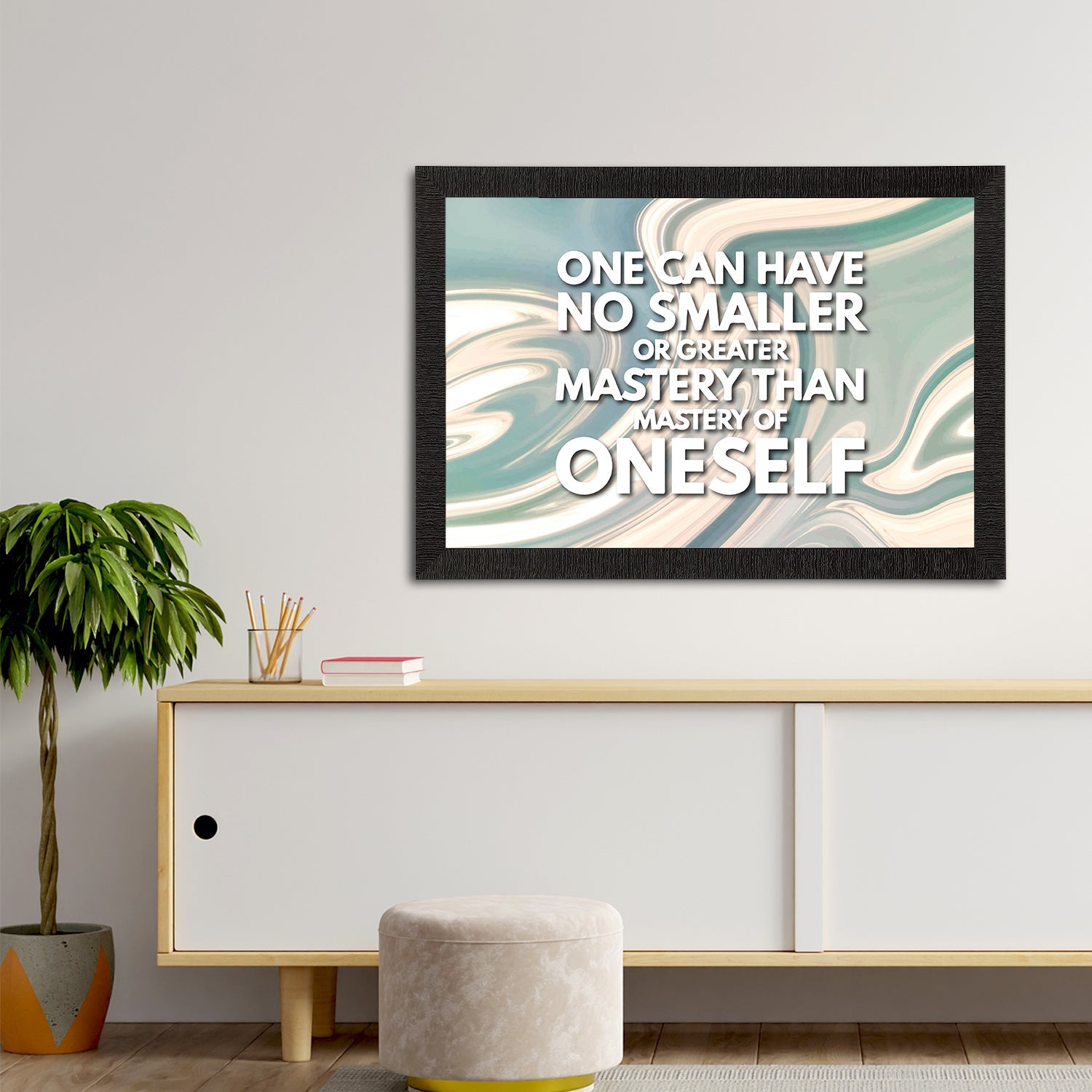 "One Can Have No Smaller Or Greater Mystery Than Mastery Of Oneself" Motivational Quote Satin Matt Texture UV Art Painting Kafalo