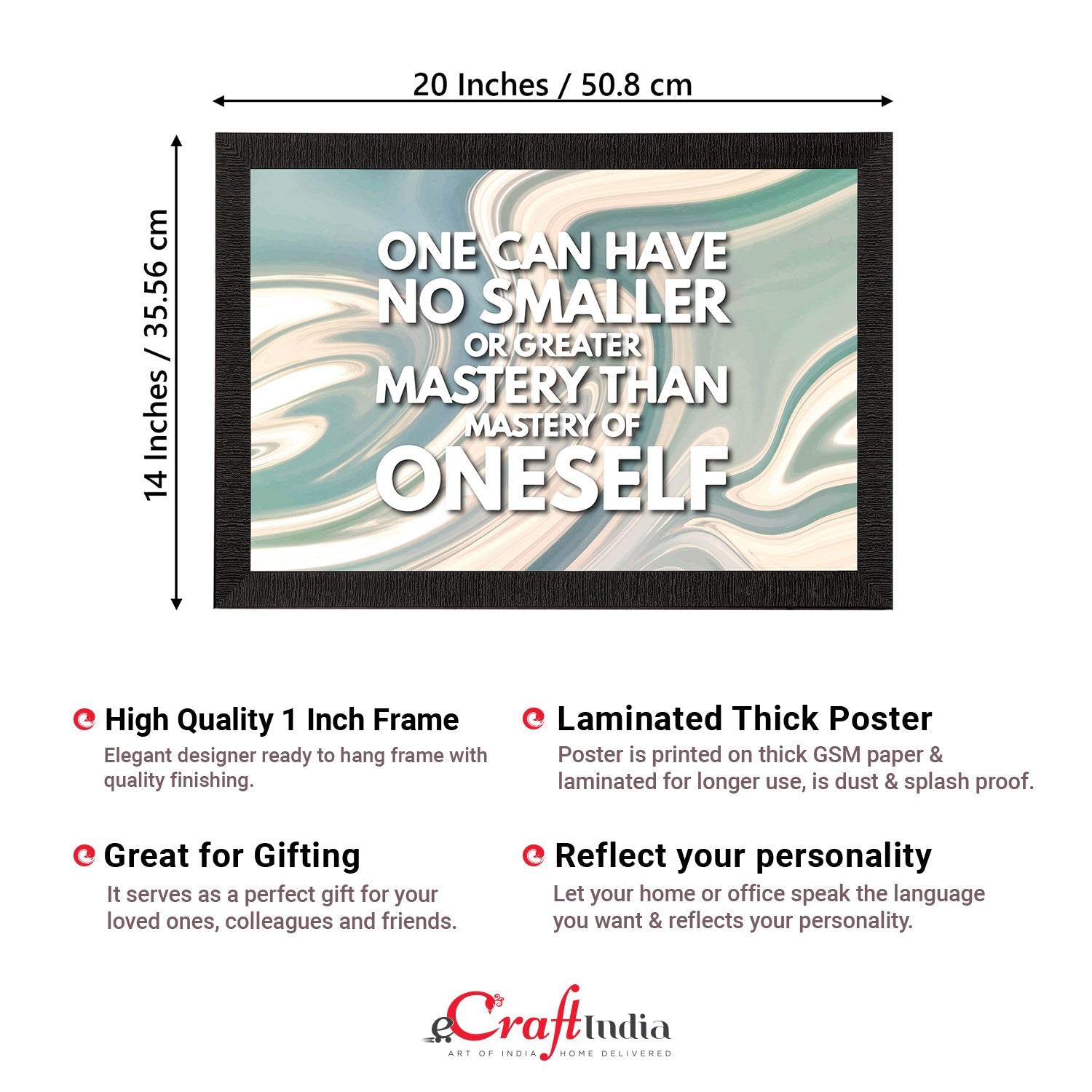 "One Can Have No Smaller Or Greater Mystery Than Mastery Of Oneself" Motivational Quote Satin Matt Texture UV Art Painting Kafalo