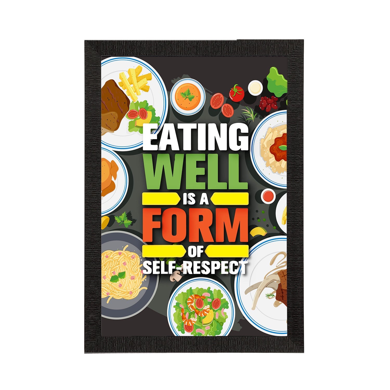 "Eating Well Is A Form Of Self-Respect" Motivational Quote Satin Matt Texture UV Art Painting Kafalo