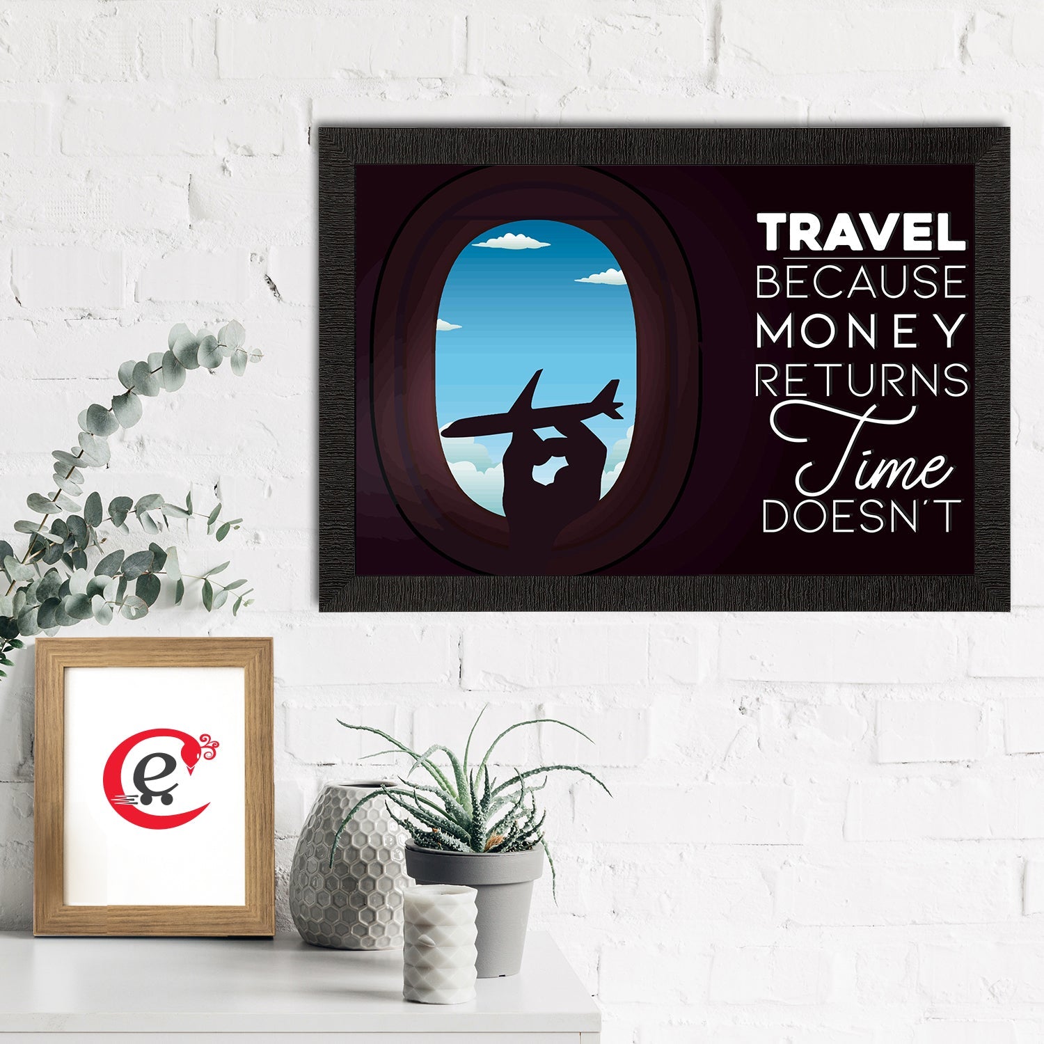 "Travel Because Money Returns Time Doesn't" Motivational Quote Satin Matt Texture UV Art Painting Kafalo