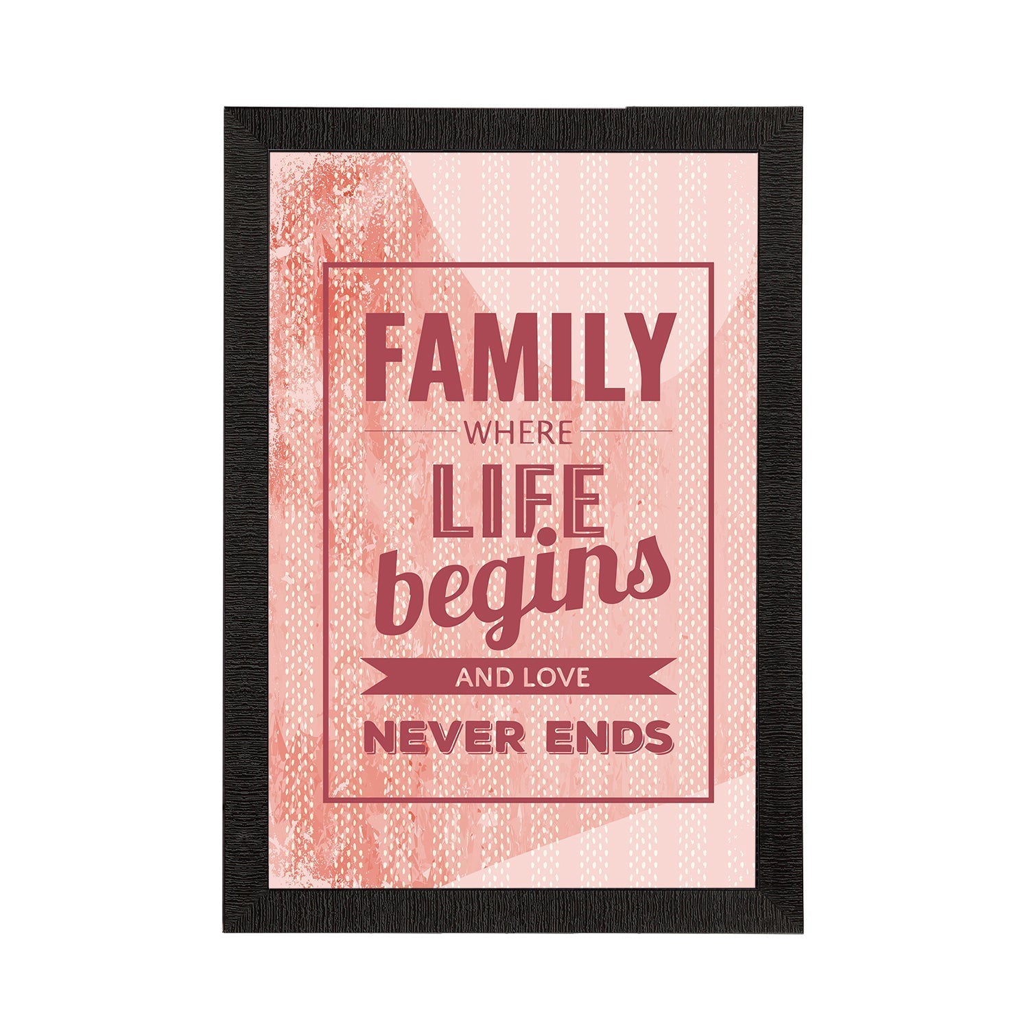 "Family Where Life Begins And Love Never Ends" Motivational Quote Satin Matt Texture UV Art Painting Kafalo
